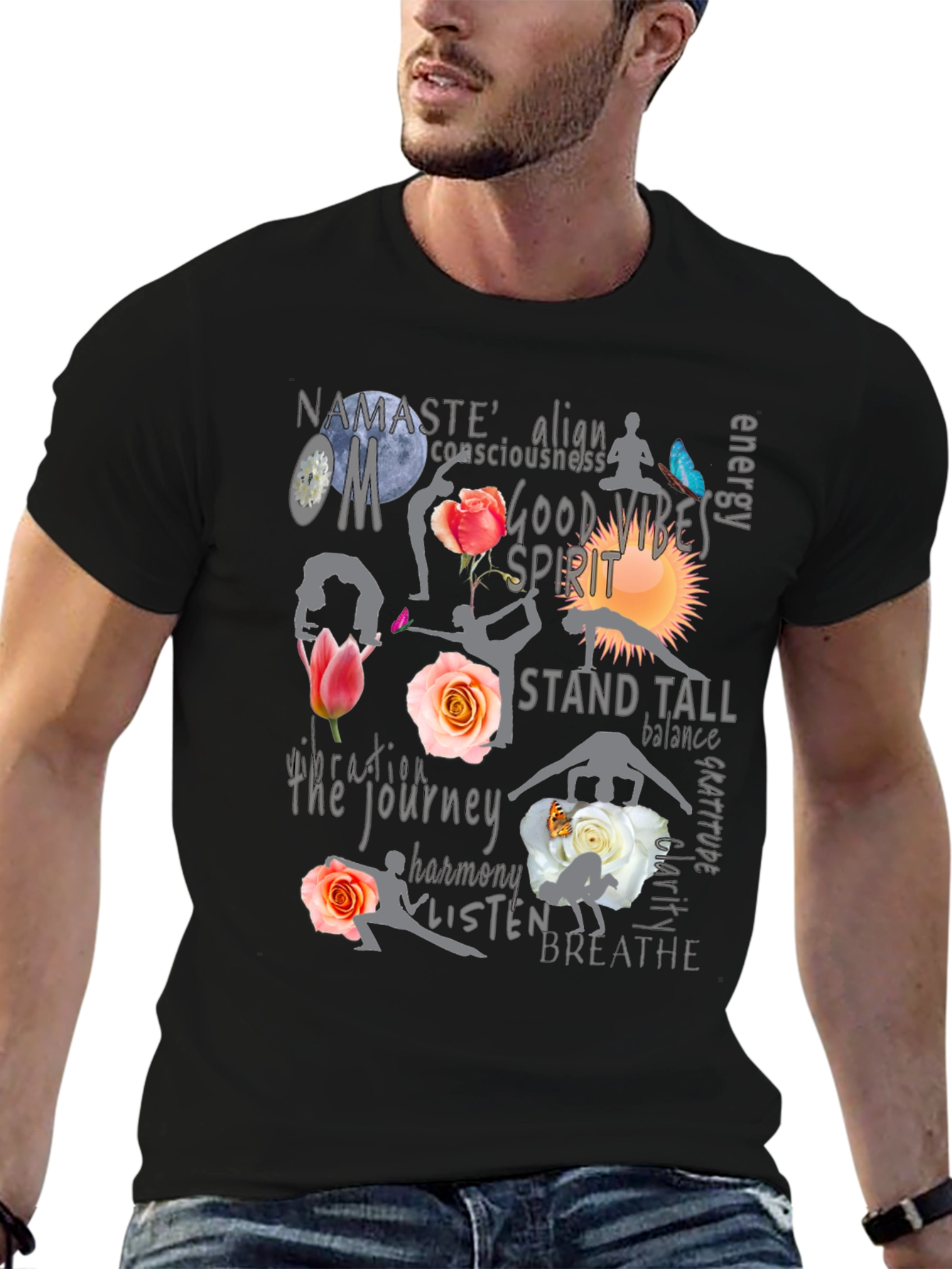 Yoga Vibes Black T-Shirt