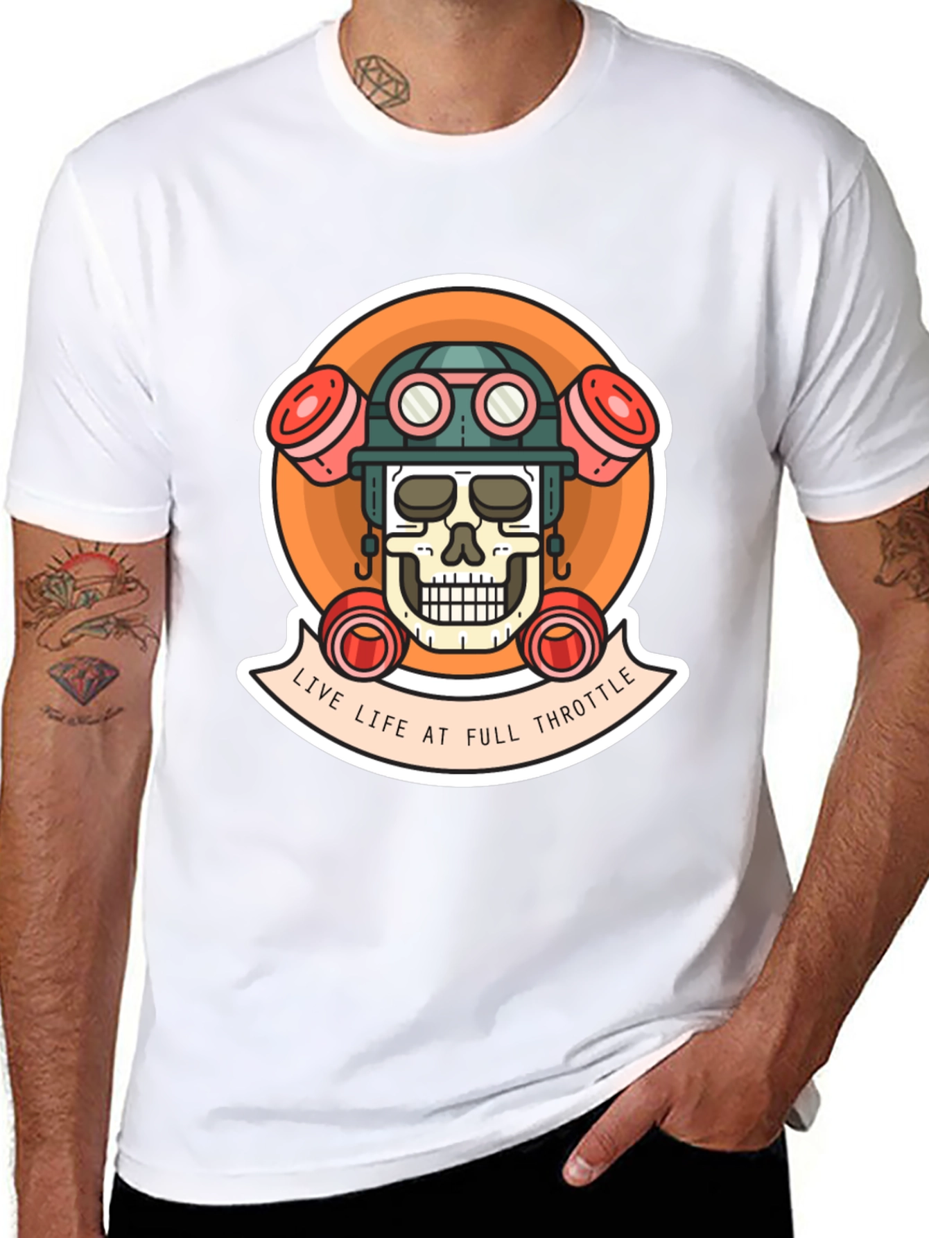 Live Life at Full Throttle Skull T-Shirt