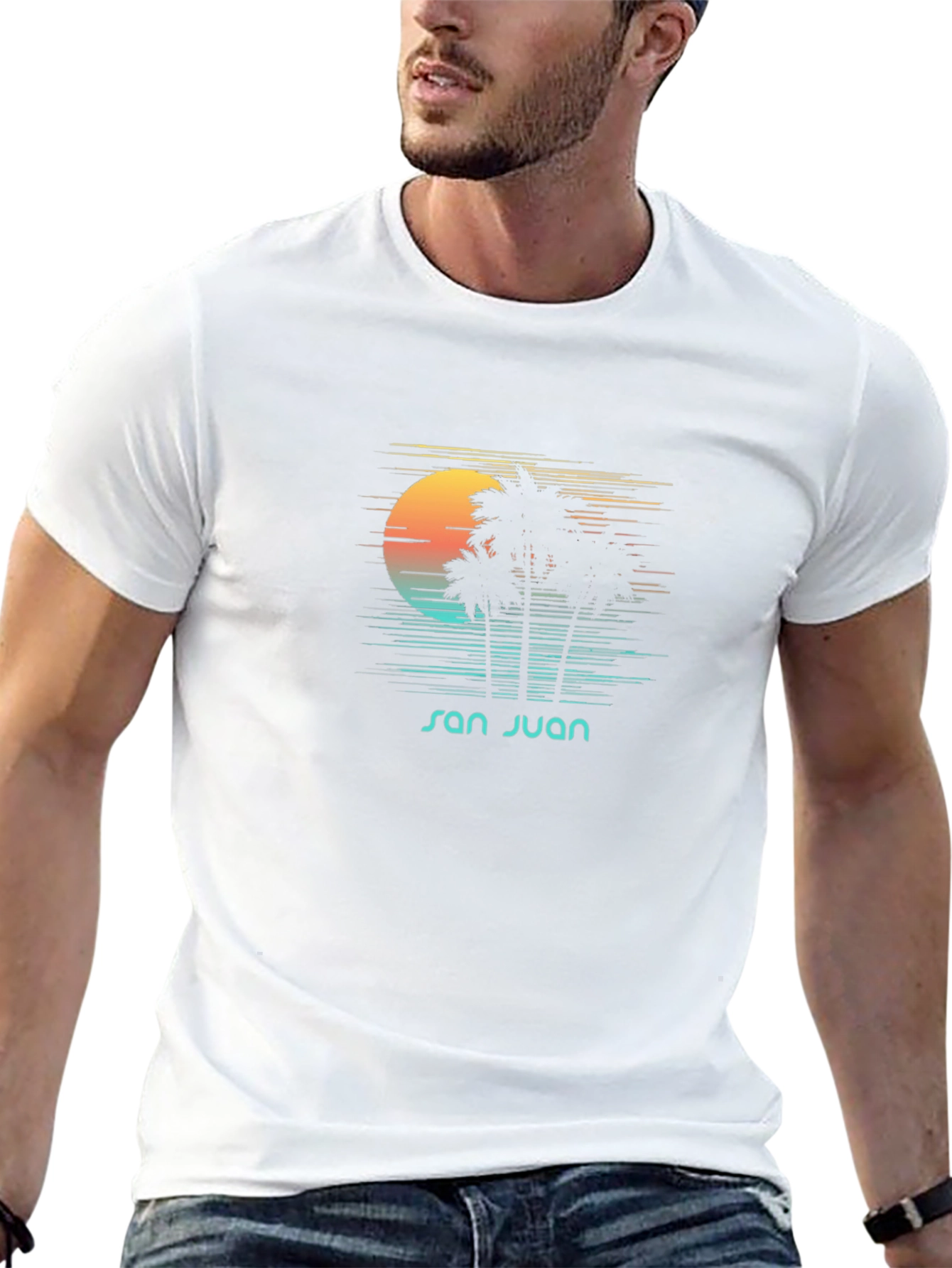 San Juan Palm T-Shirt - Retro Sunset Graphic Tee