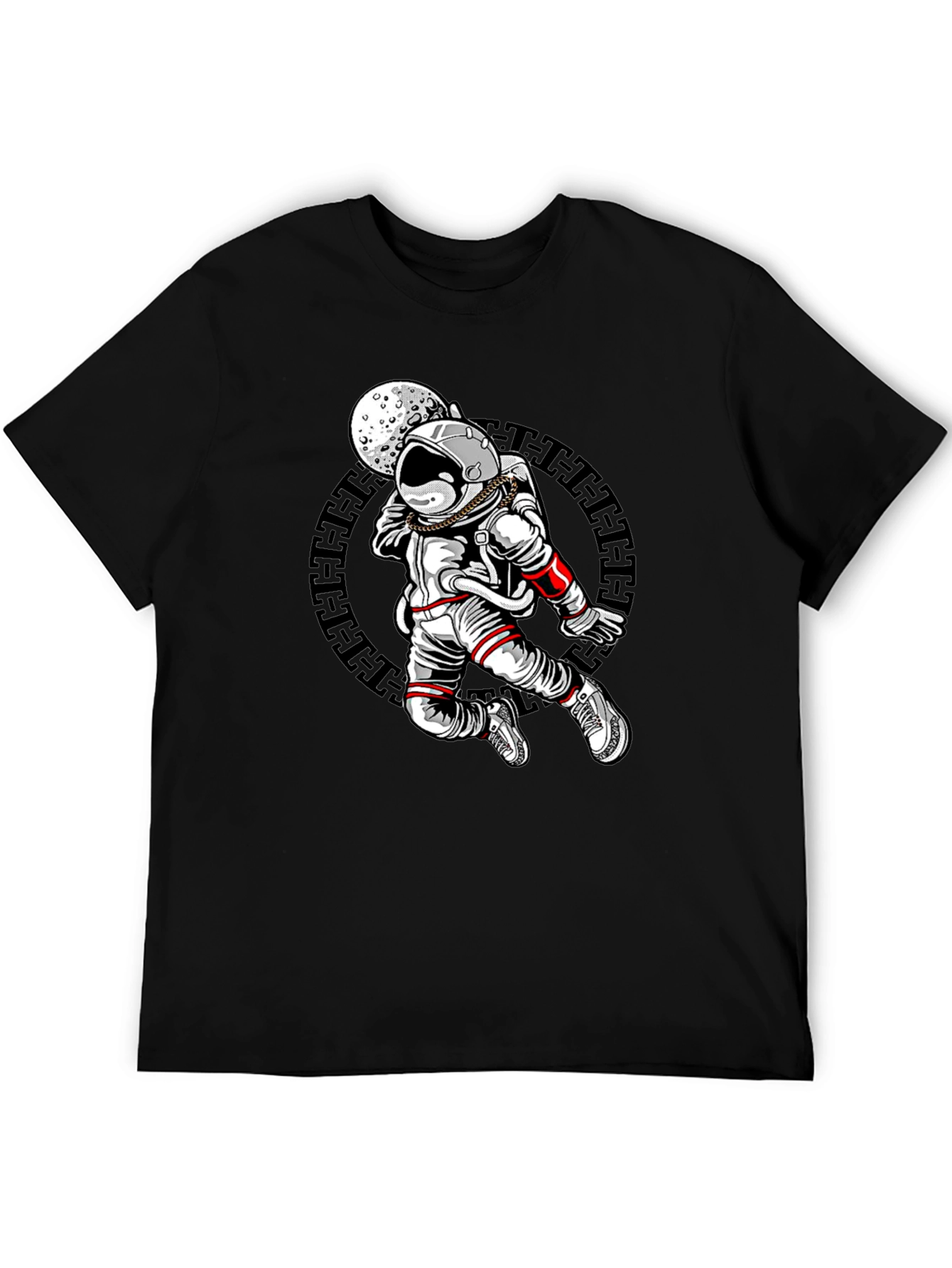 Astronaut Moon Graphic Black T-Shirt