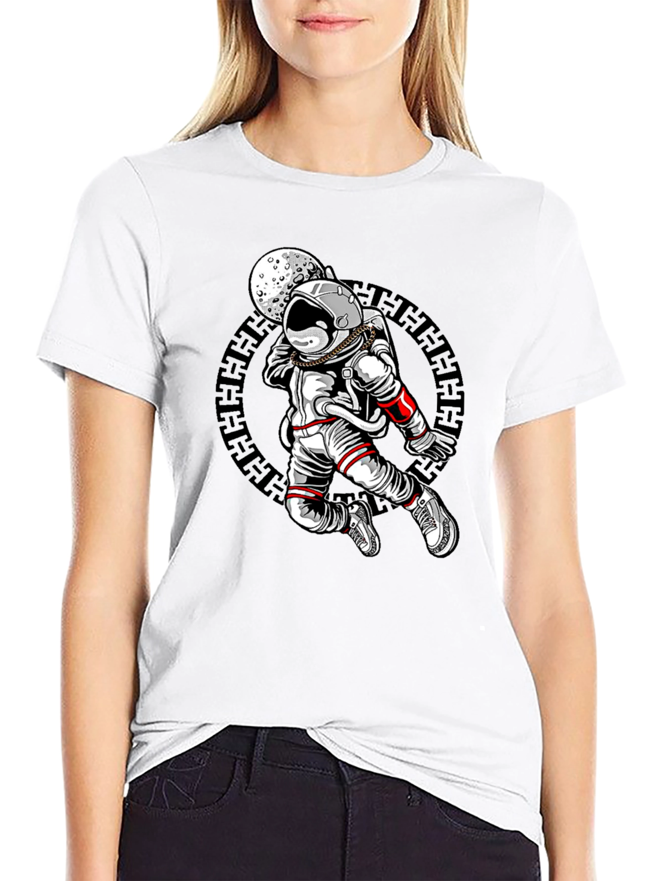 Astronaut Moon Graphic Black T-Shirt