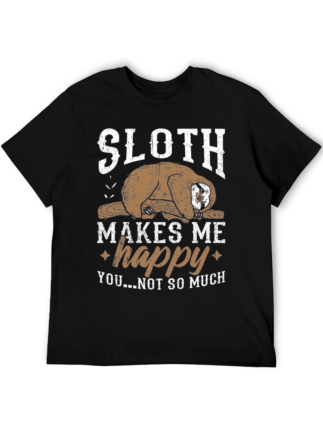 Sloth Makes Me Happy Black Graphic Tee
