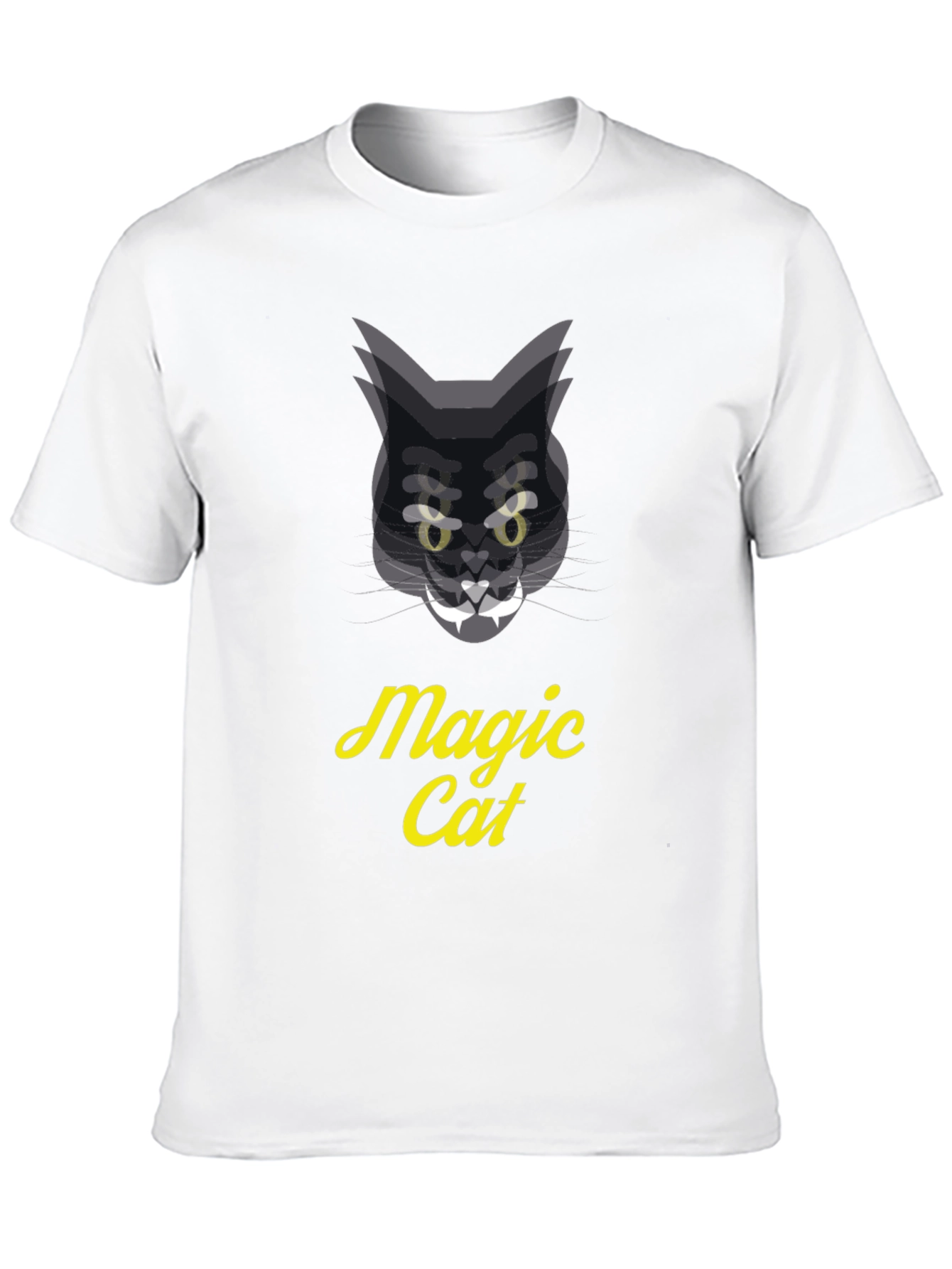 Magic Cat Graphic Tee - Black Cotton T-Shirt