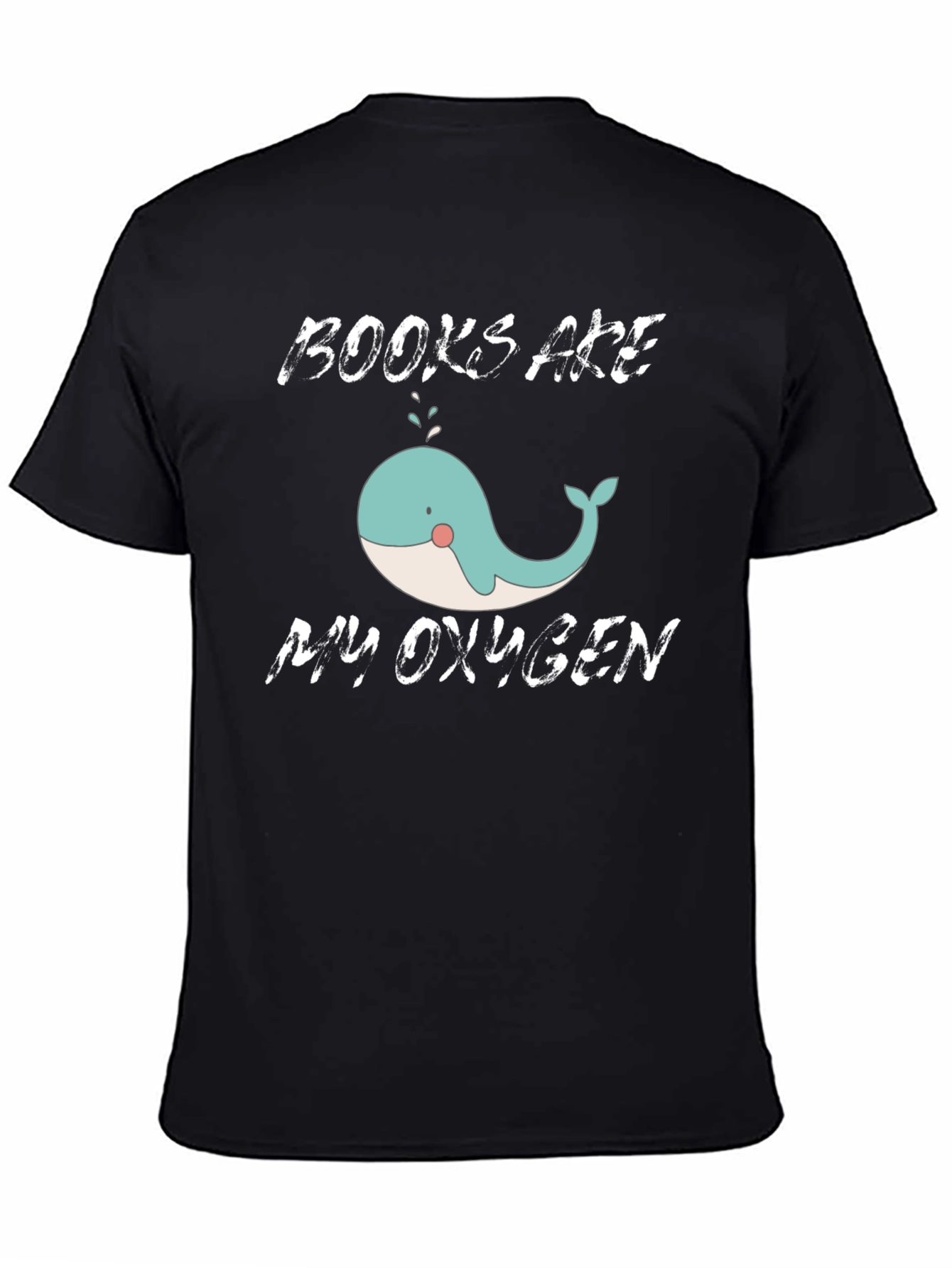 Books Are My Oxygen Whale Graphic T-Shirt
