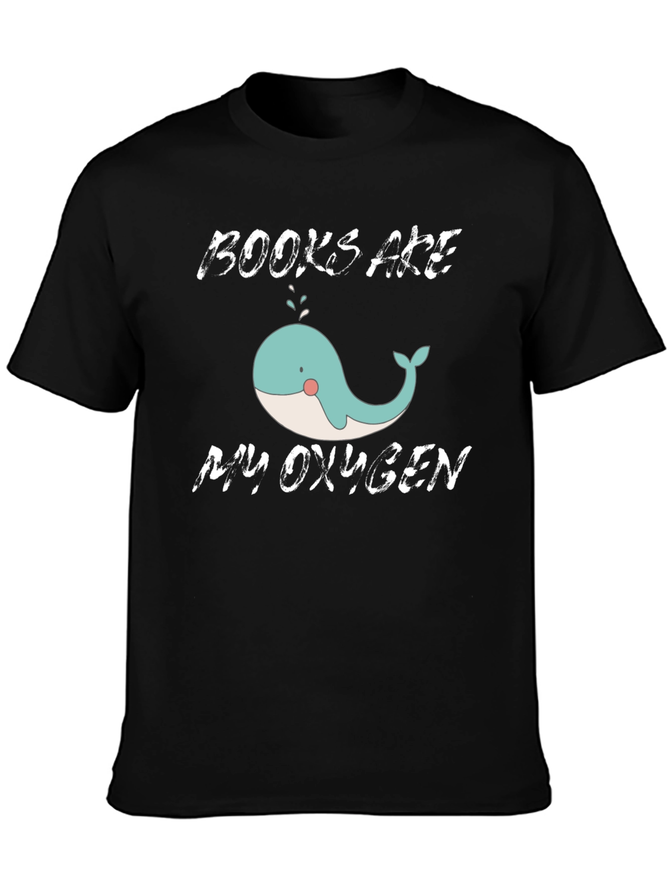 Books Are My Oxygen Whale Graphic T-Shirt
