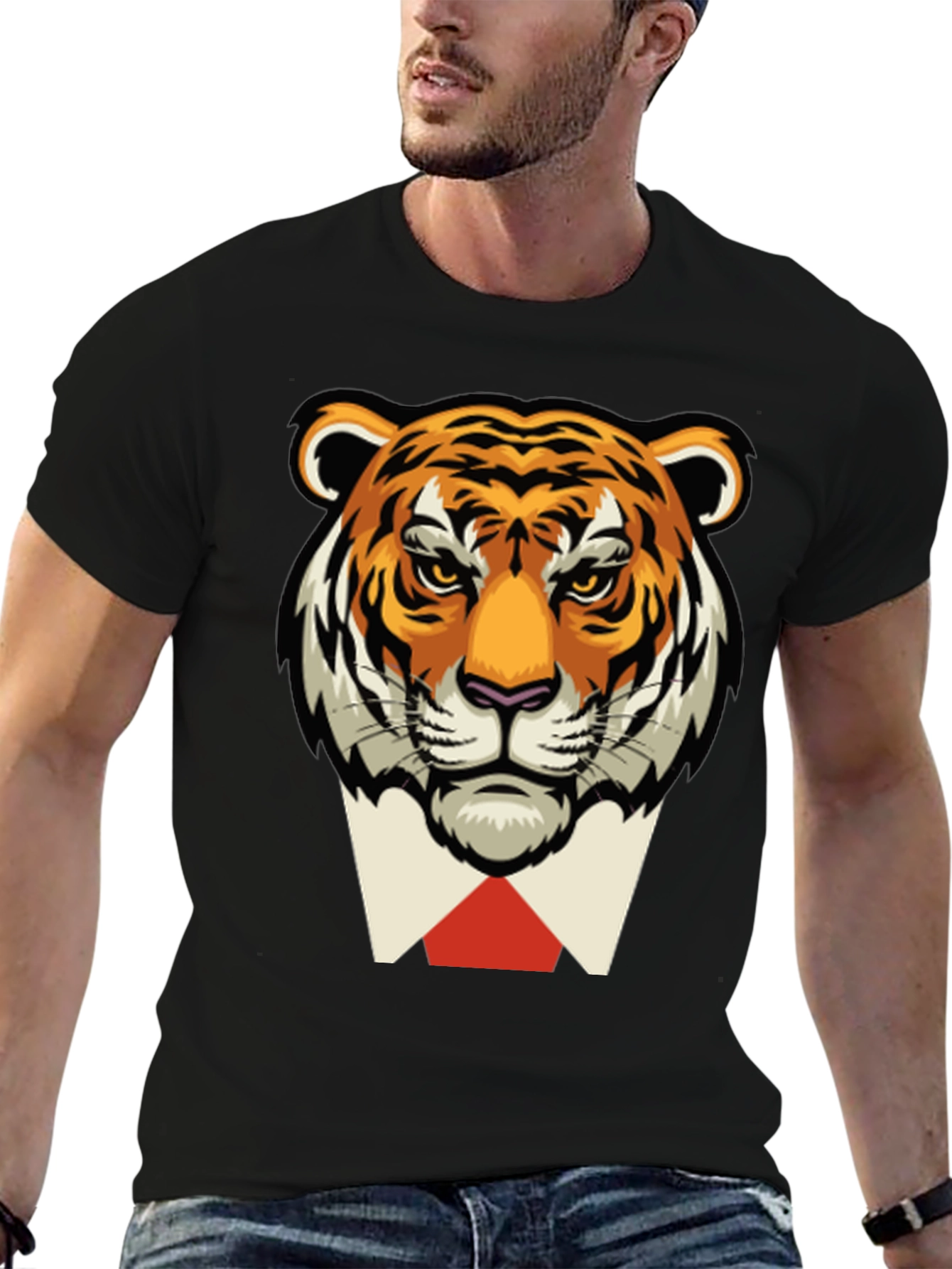 Tiger Head Black T-Shirt - Classy Animal Tee