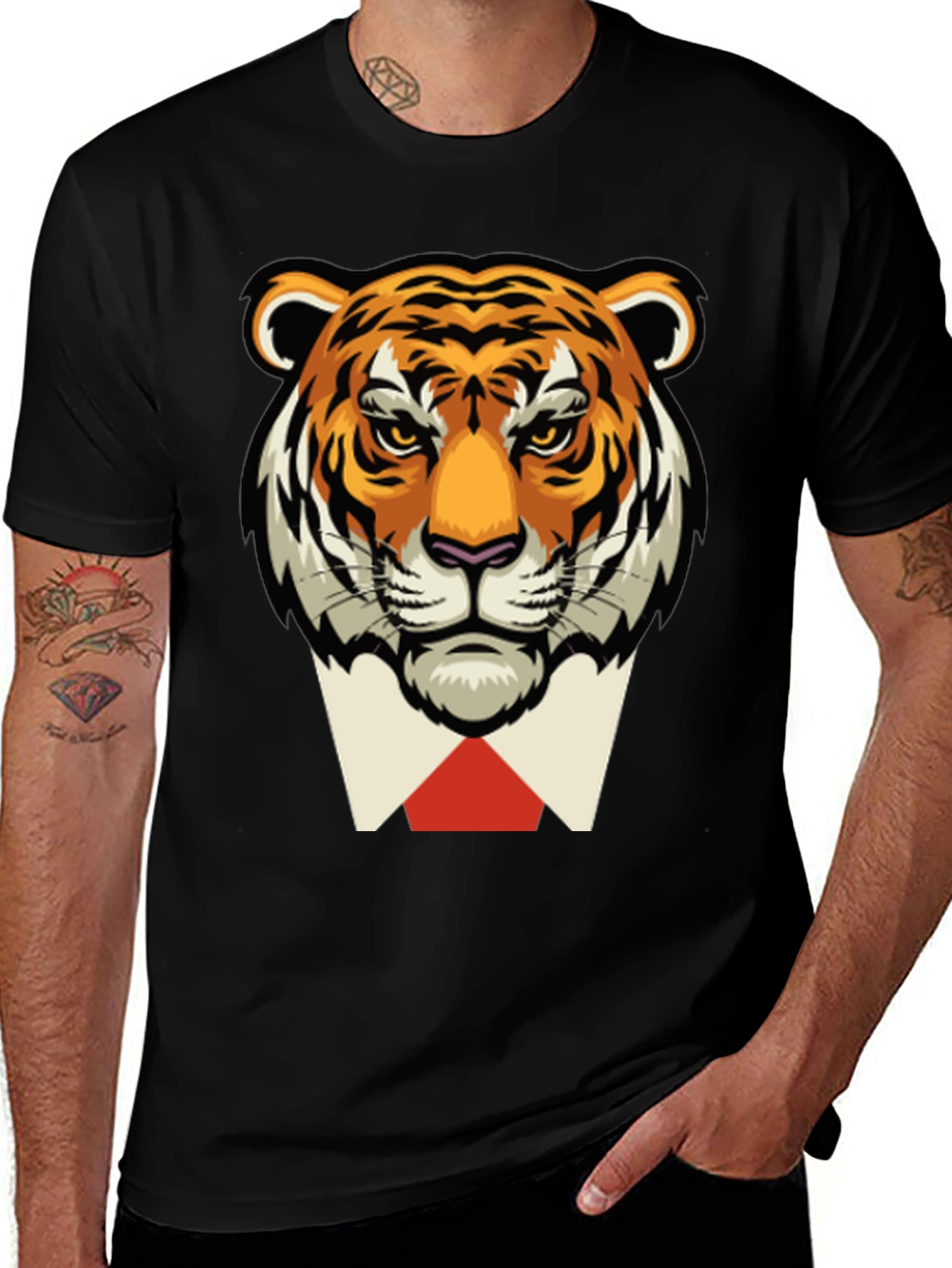 Tiger Head Black T-Shirt - Classy Animal Tee
