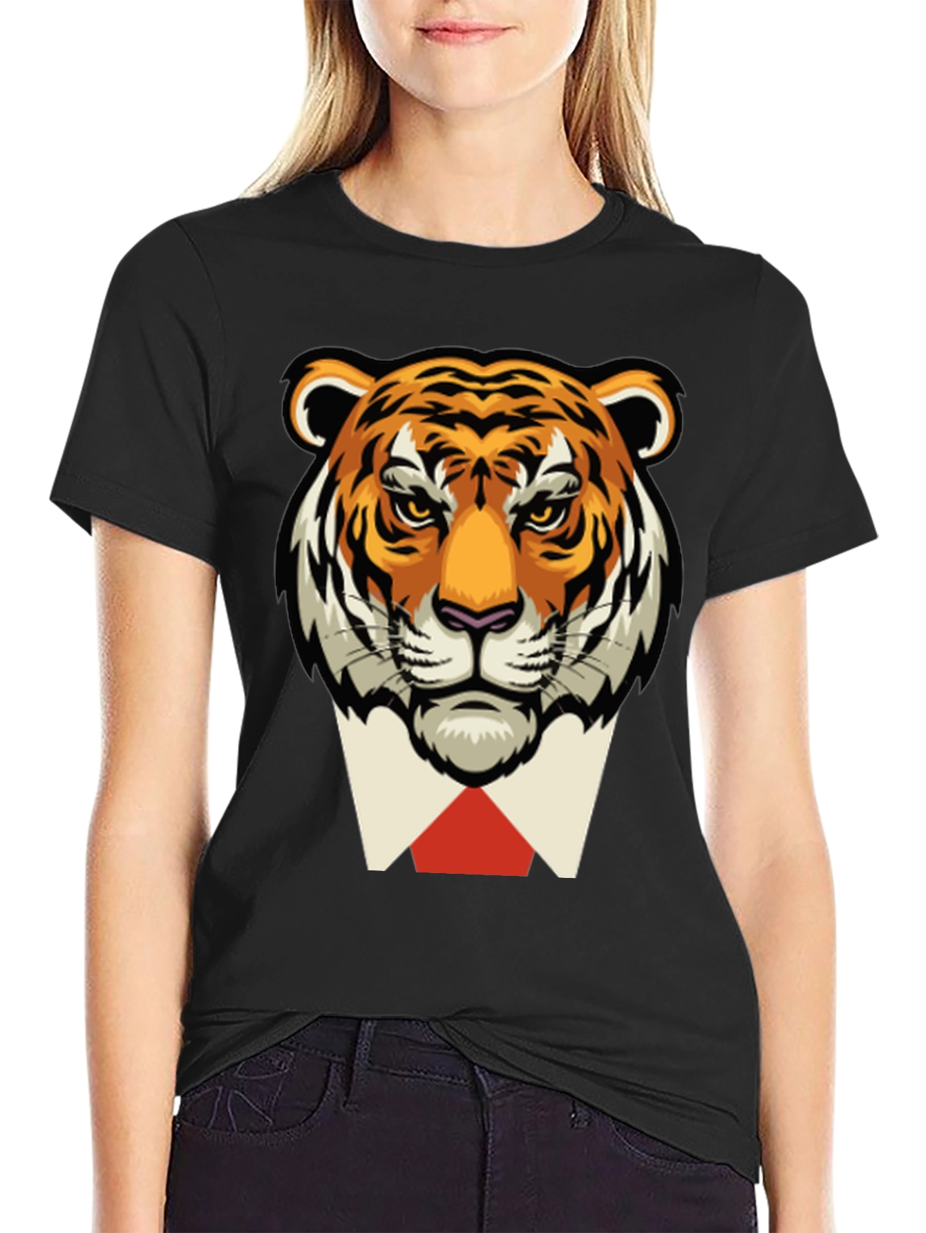 Tiger Head Black T-Shirt - Classy Animal Tee