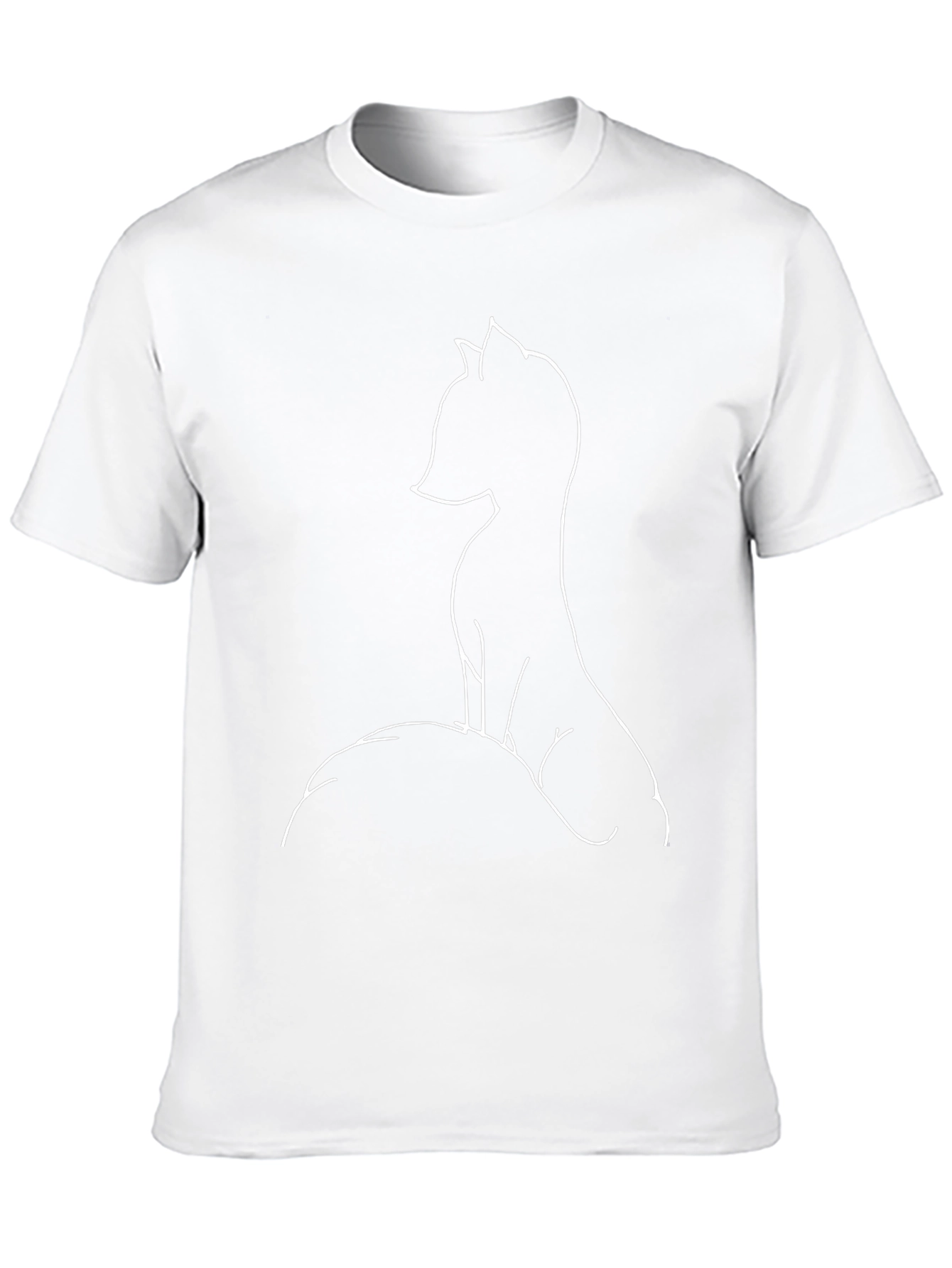 Minimalist Fox Outline Graphic Tee - Black