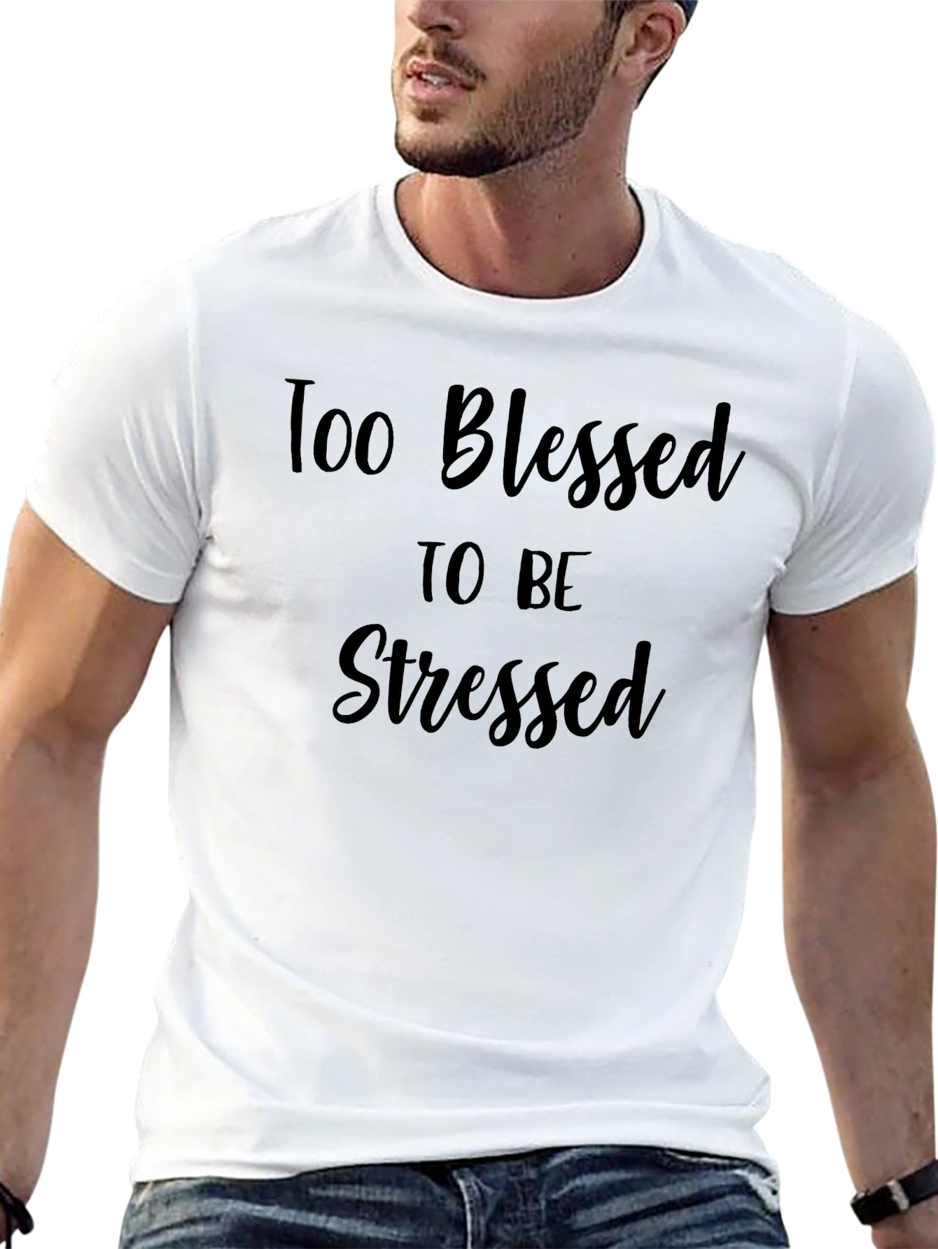 Too Blessed to be Stressed Black T-Shirt