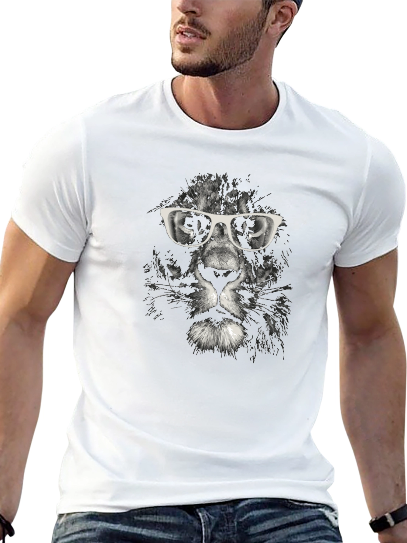 Cool Cat T-Shirt - Lion with Glasses Graphic Tee