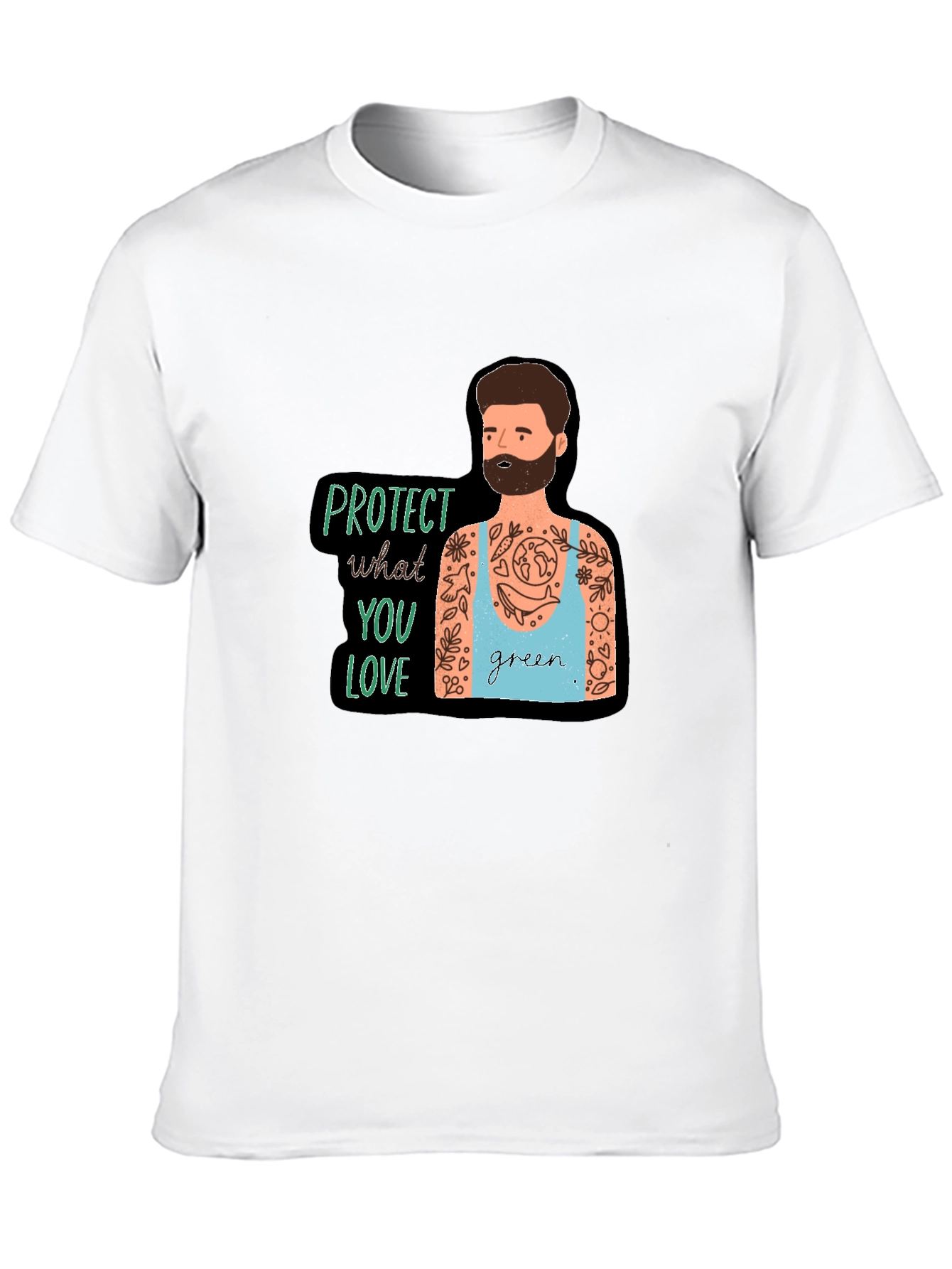 Eco-Friendly Protect Nature Graphic Black T-Shirt