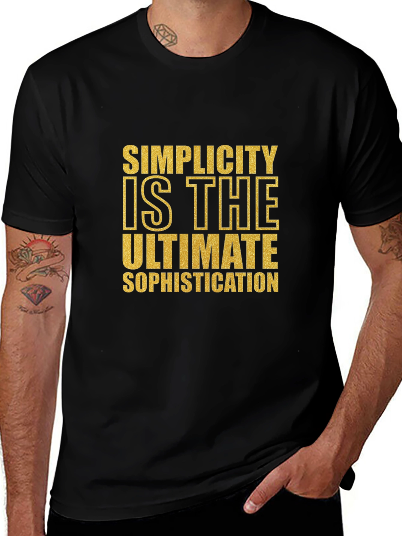 Simplicity Quote Graphic Tee - Black Cotton Blend T-Shirt