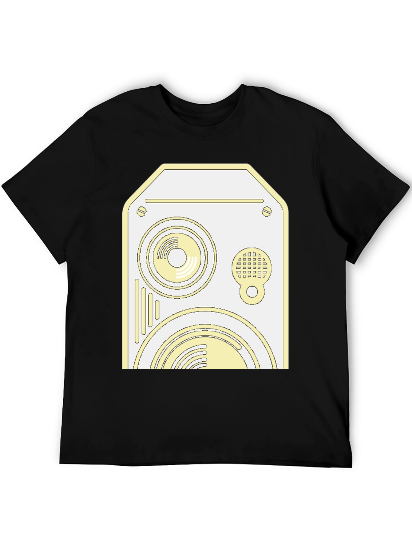 Retro Speaker Graphic Tee - Cool Black Cotton Shirt