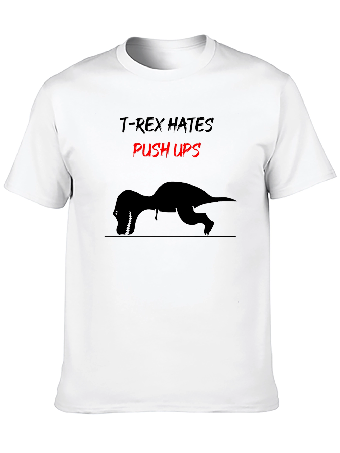 T-Rex Hates Push Ups Graphic Tee - Black Cotton