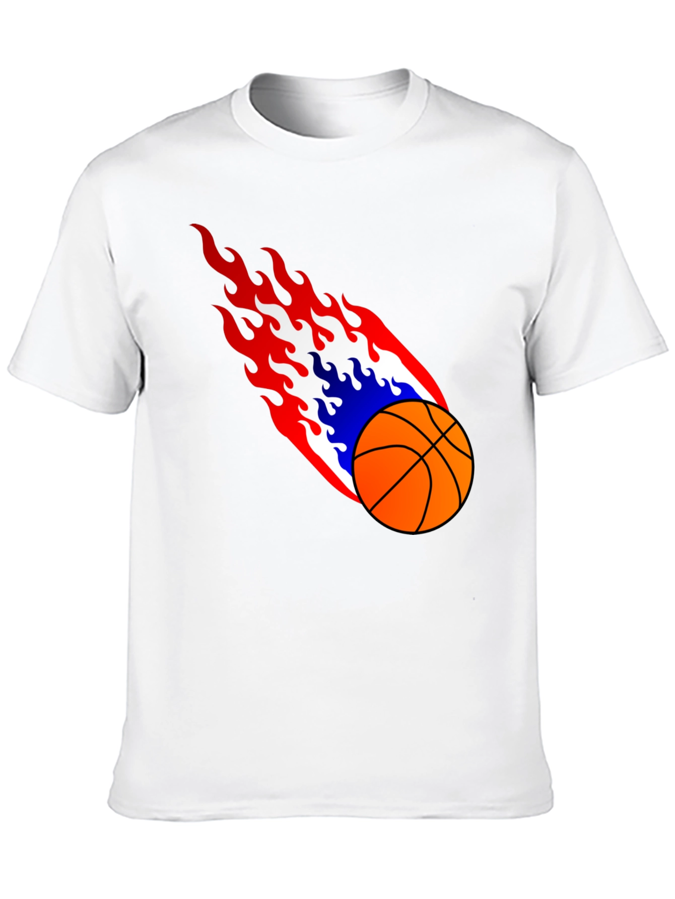 Flaming Basketball Graphic Tee - Cool Sports Shirt
