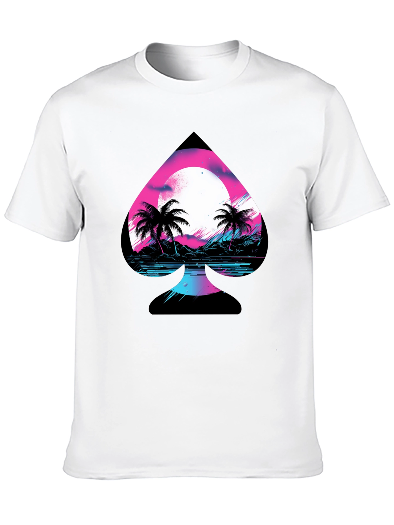 Retro Spade Graphic T-Shirt - Vaporwave Beach Design