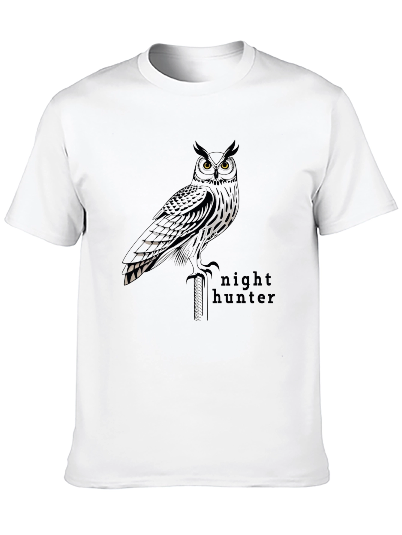 Night Hunter Owl Graphic T-Shirt - Mens Black Tee