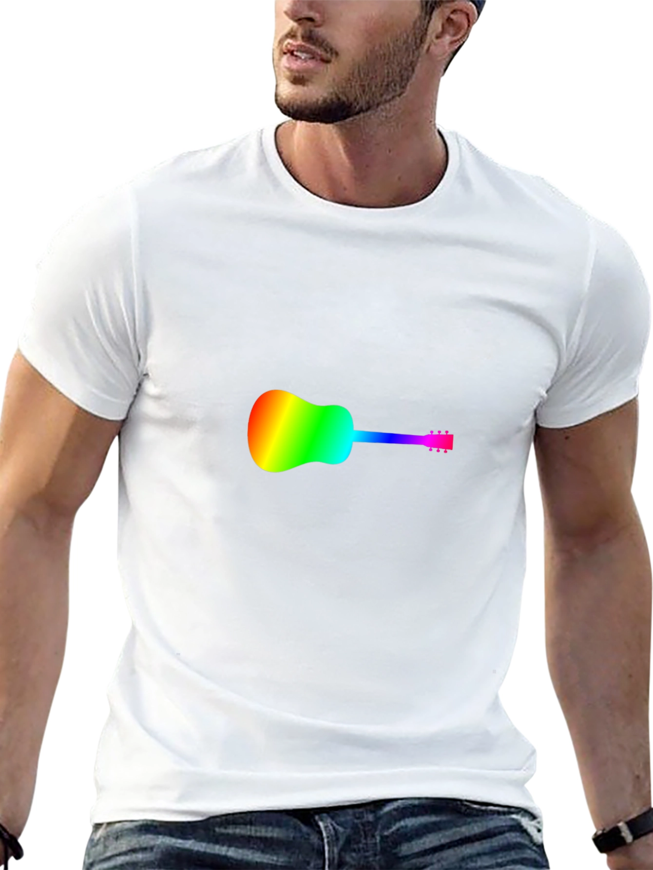 Rainbow Guitar Black T-Shirt