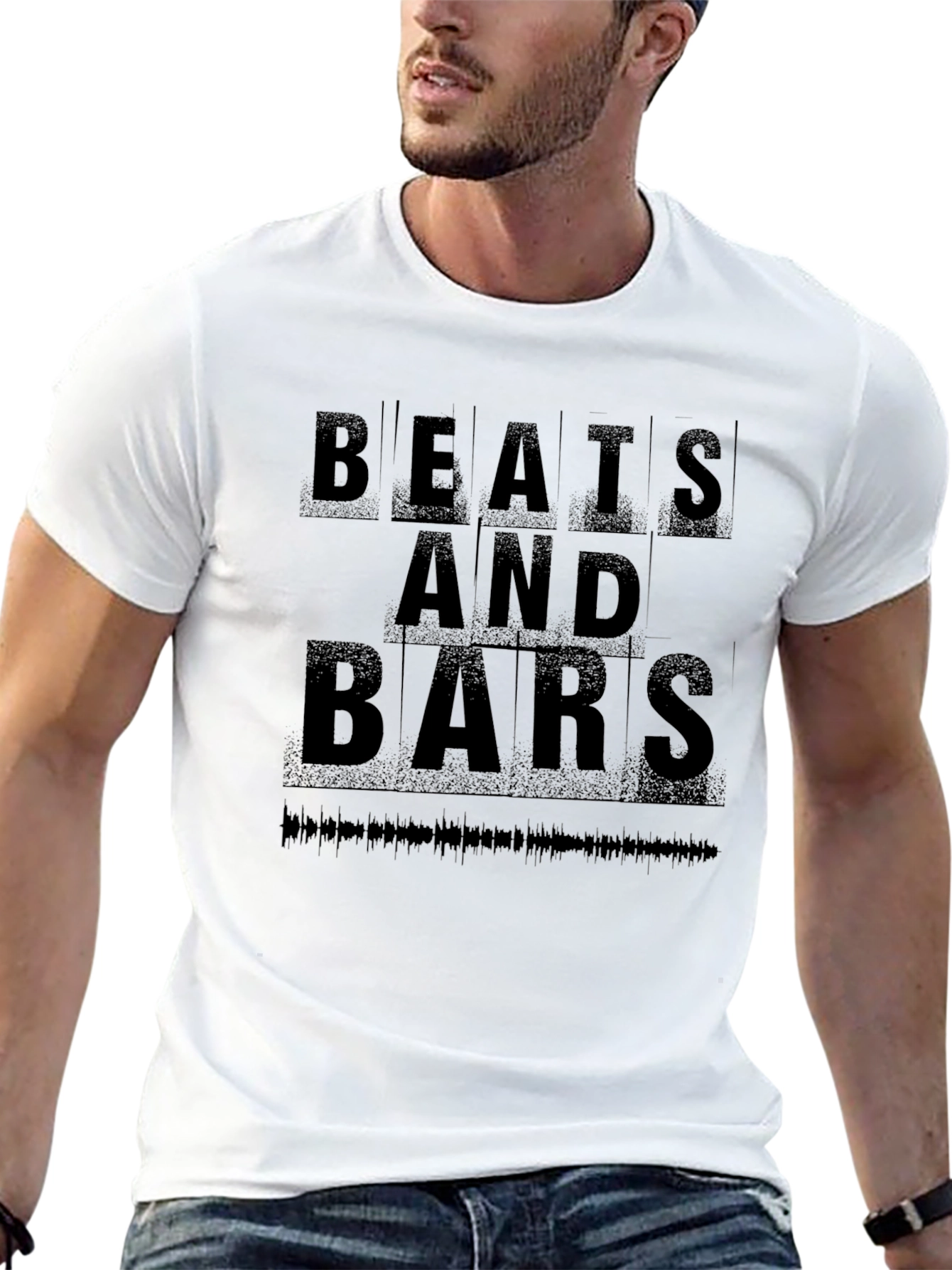 Beats and Bars Graphic Tee - Black Cotton Blend