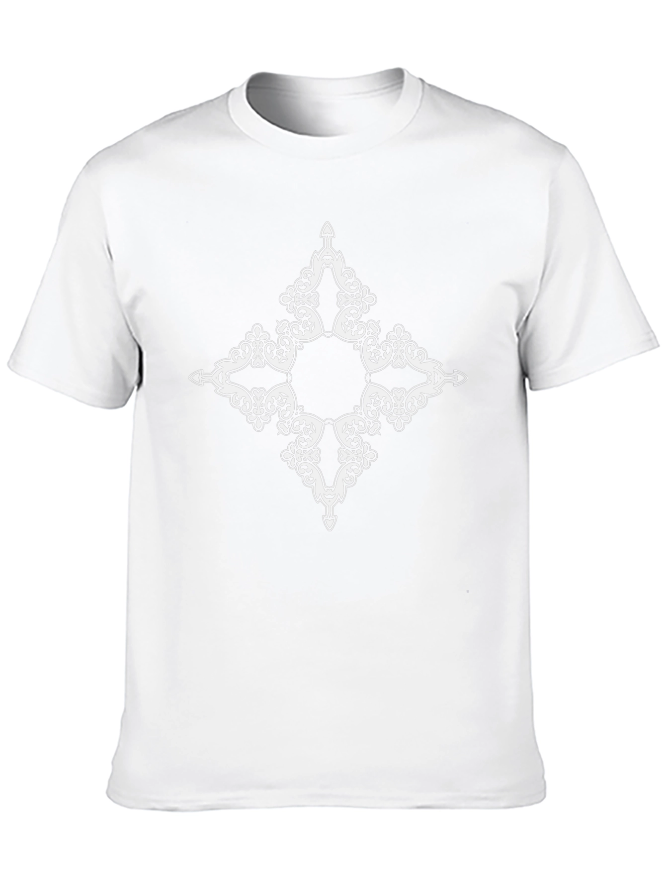 Mens Black T-Shirt with White Ornamental Diamond Design