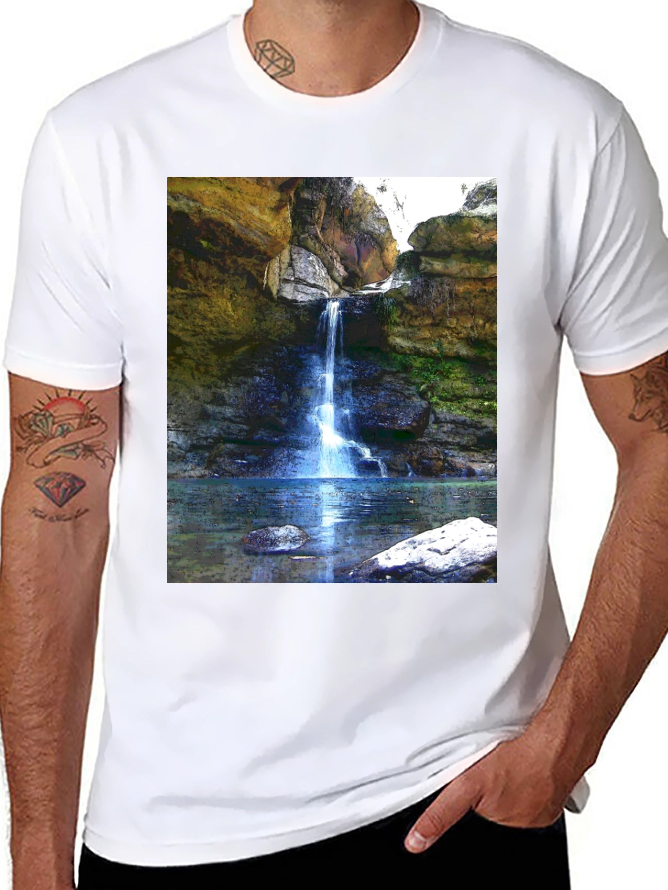 Waterfall Graphic Tee - Nature Inspired Design