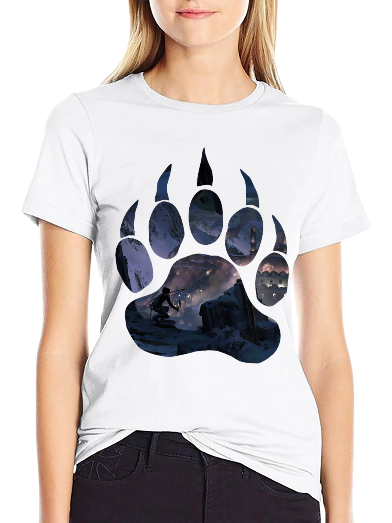 Bear Paw Print Graphic Tee - Adventure Awaits!