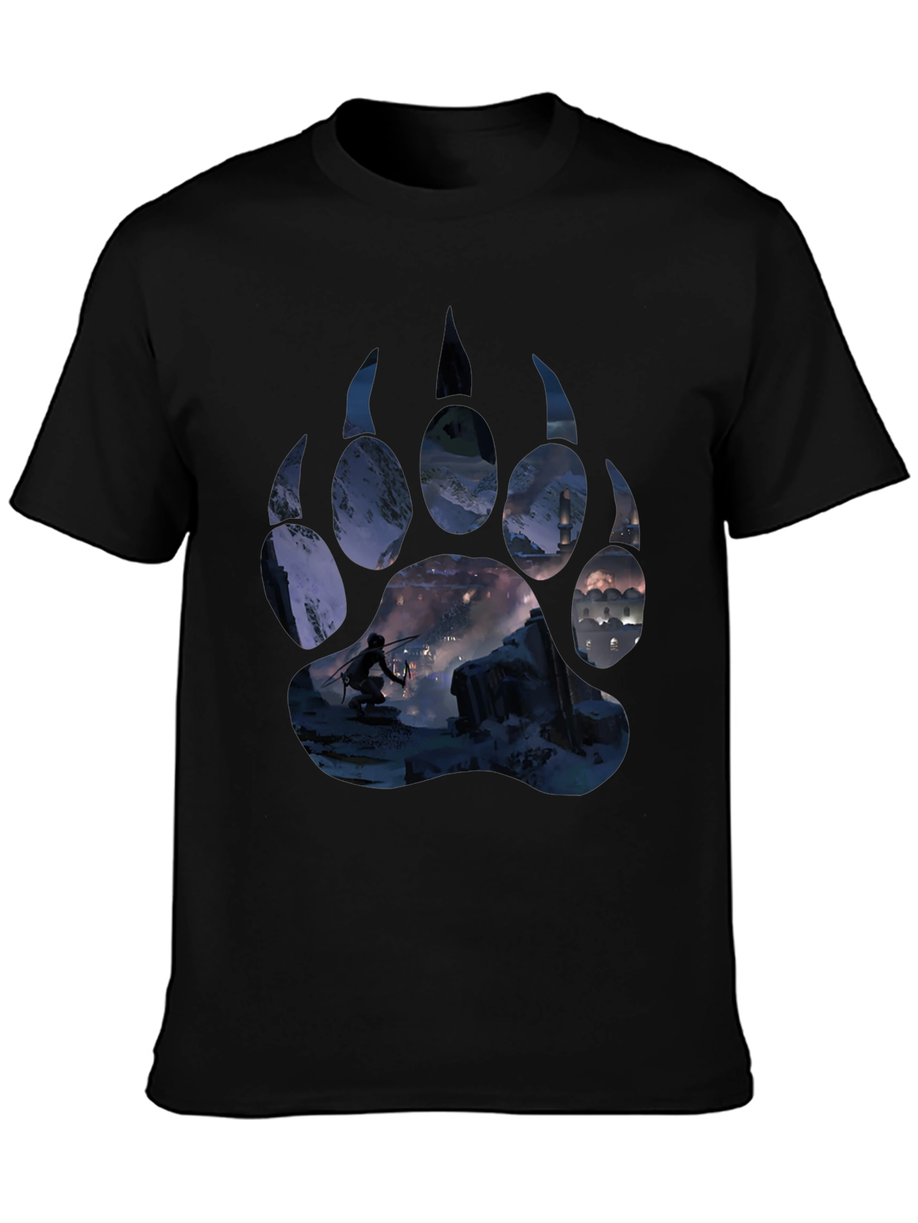 Bear Paw Print Graphic Tee - Adventure Awaits!
