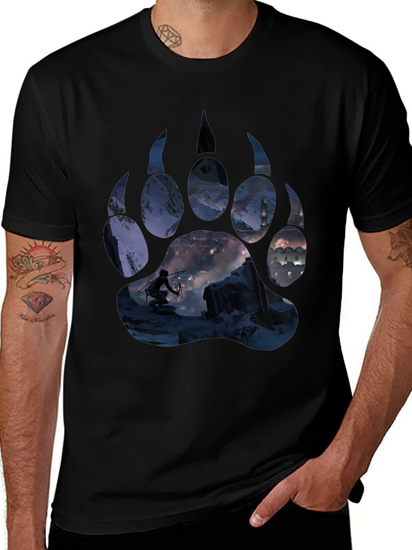 Bear Paw Print Graphic Tee - Adventure Awaits!