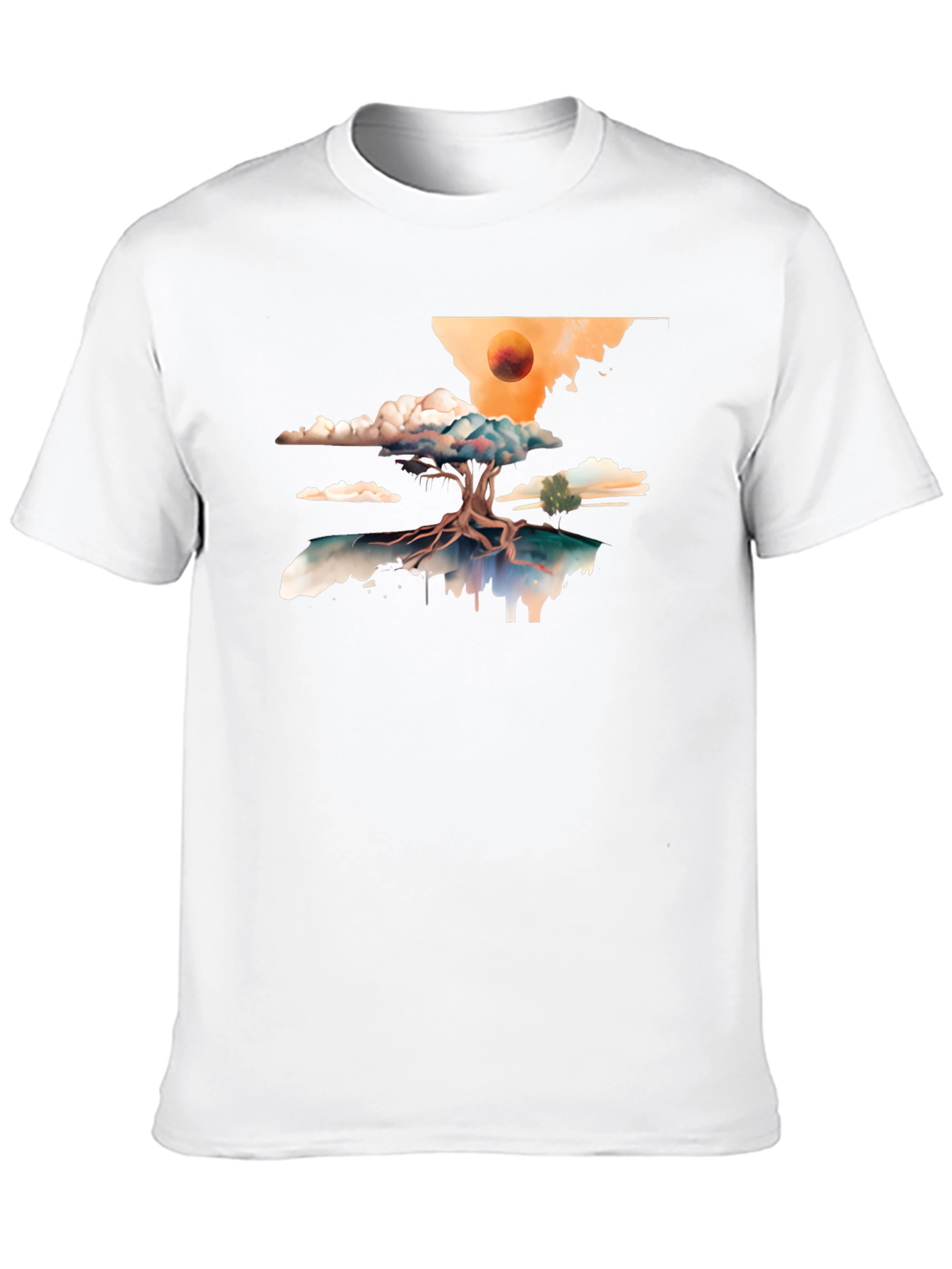 Surreal Tree Graphic Tee - Black Cotton Comfort