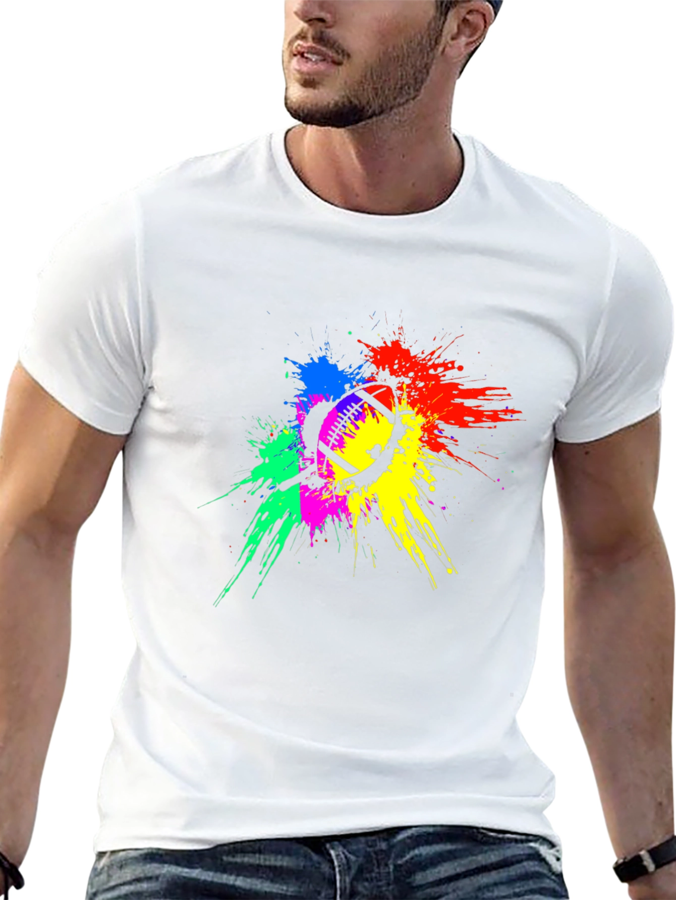 Colorful Football Splatter T-Shirt