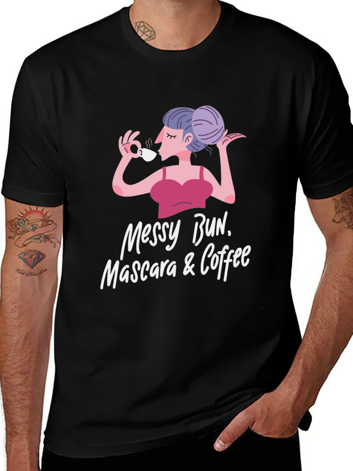 Messy Bun Mascara & Coffee Graphic Tee