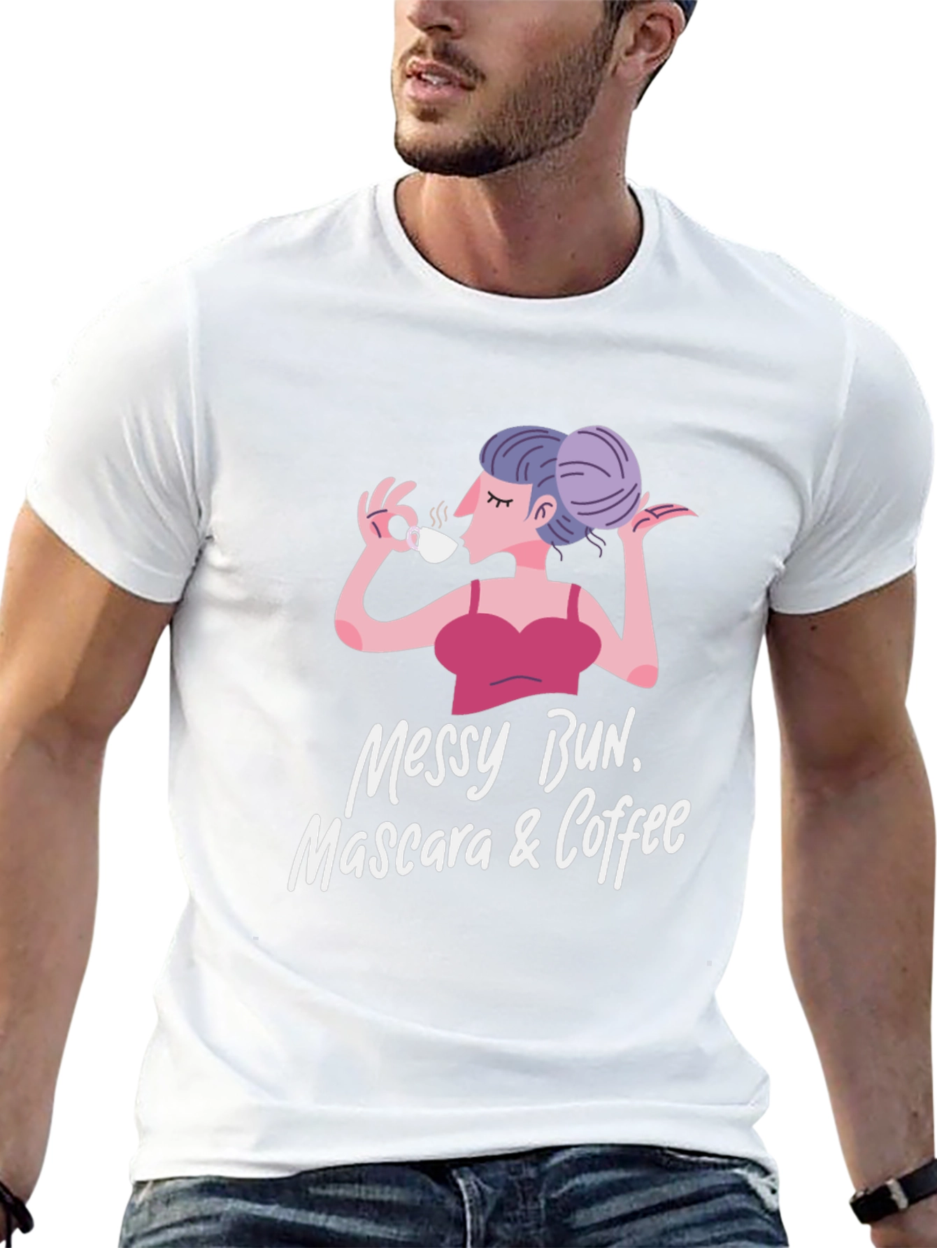 Messy Bun Mascara & Coffee Graphic Tee