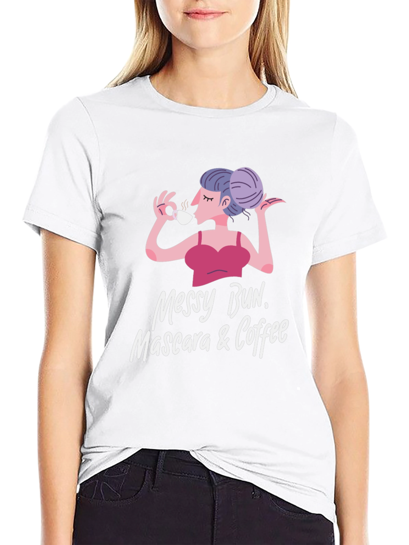 Messy Bun Mascara & Coffee Graphic Tee