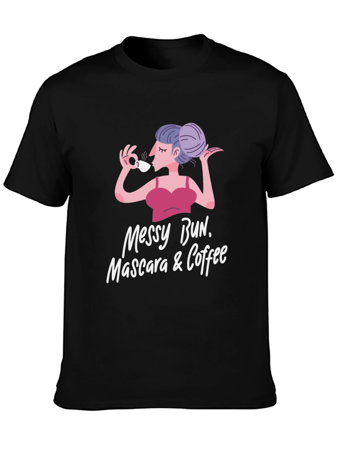 Messy Bun Mascara & Coffee Graphic Tee