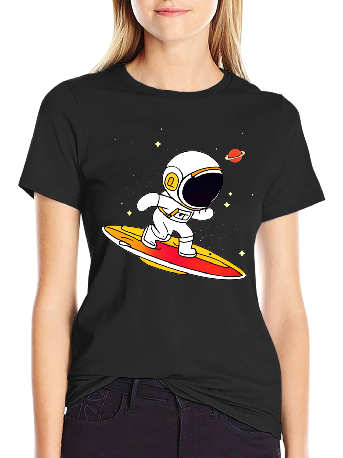Astronaut Surfing T-Shirt - Space Graphic Tee