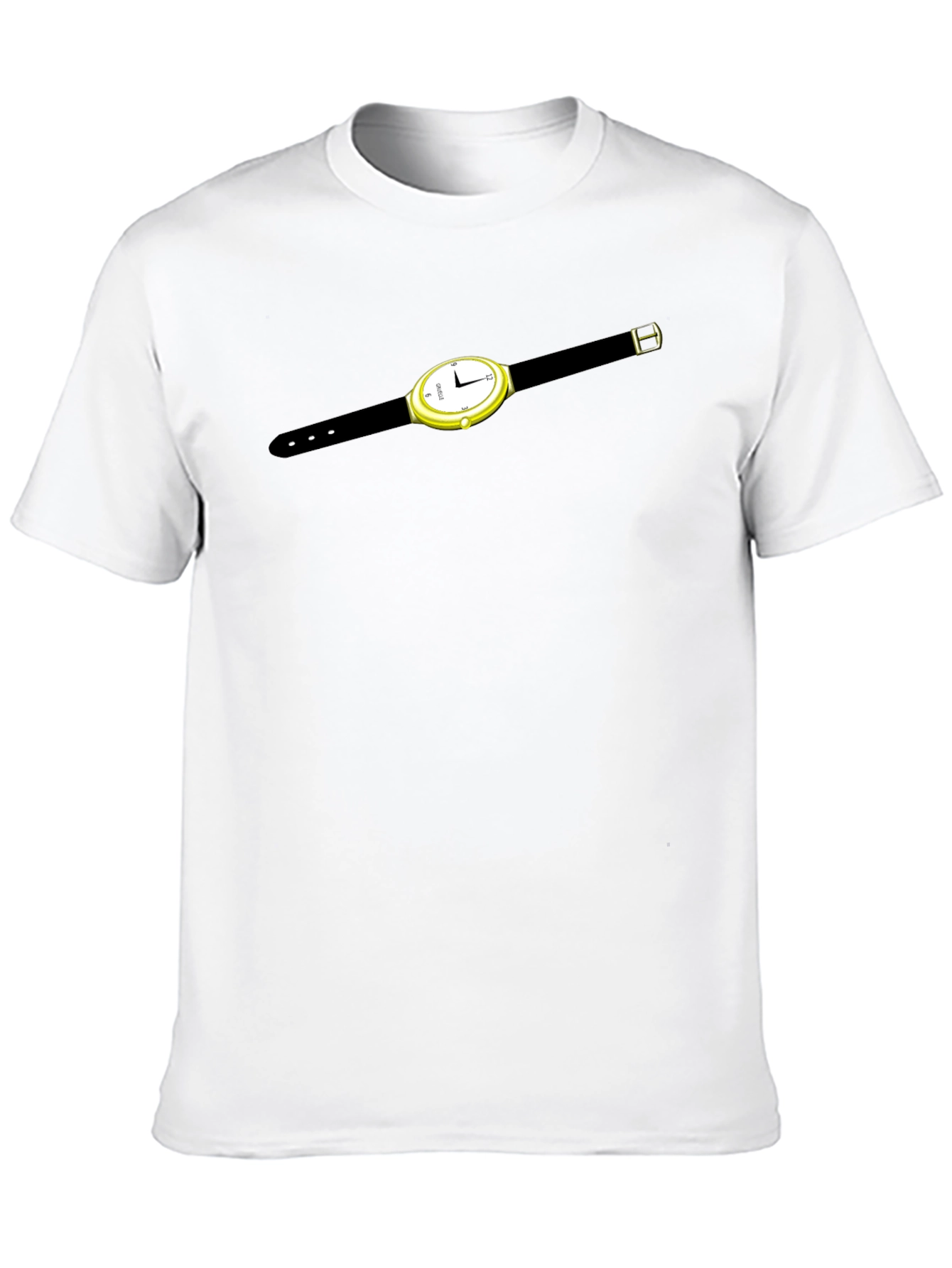 Mens Black T-Shirt with Watch Graphic
