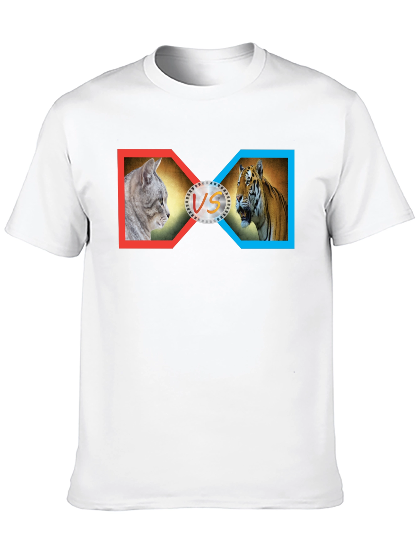 Cat vs Tiger Graphic Print T-Shirt