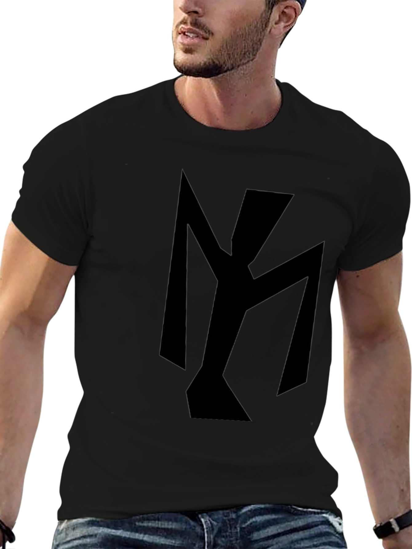 Abstract Geometric Design Black T-Shirt