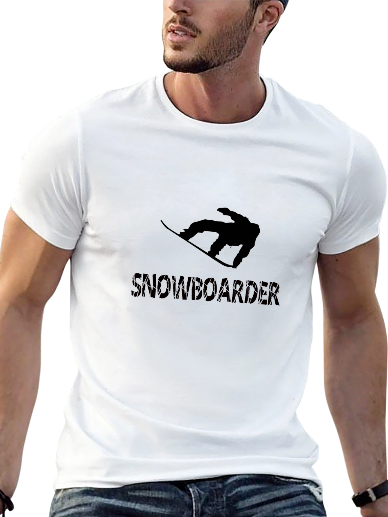 Snowboarder Graphic Tee - Black Cotton Blend