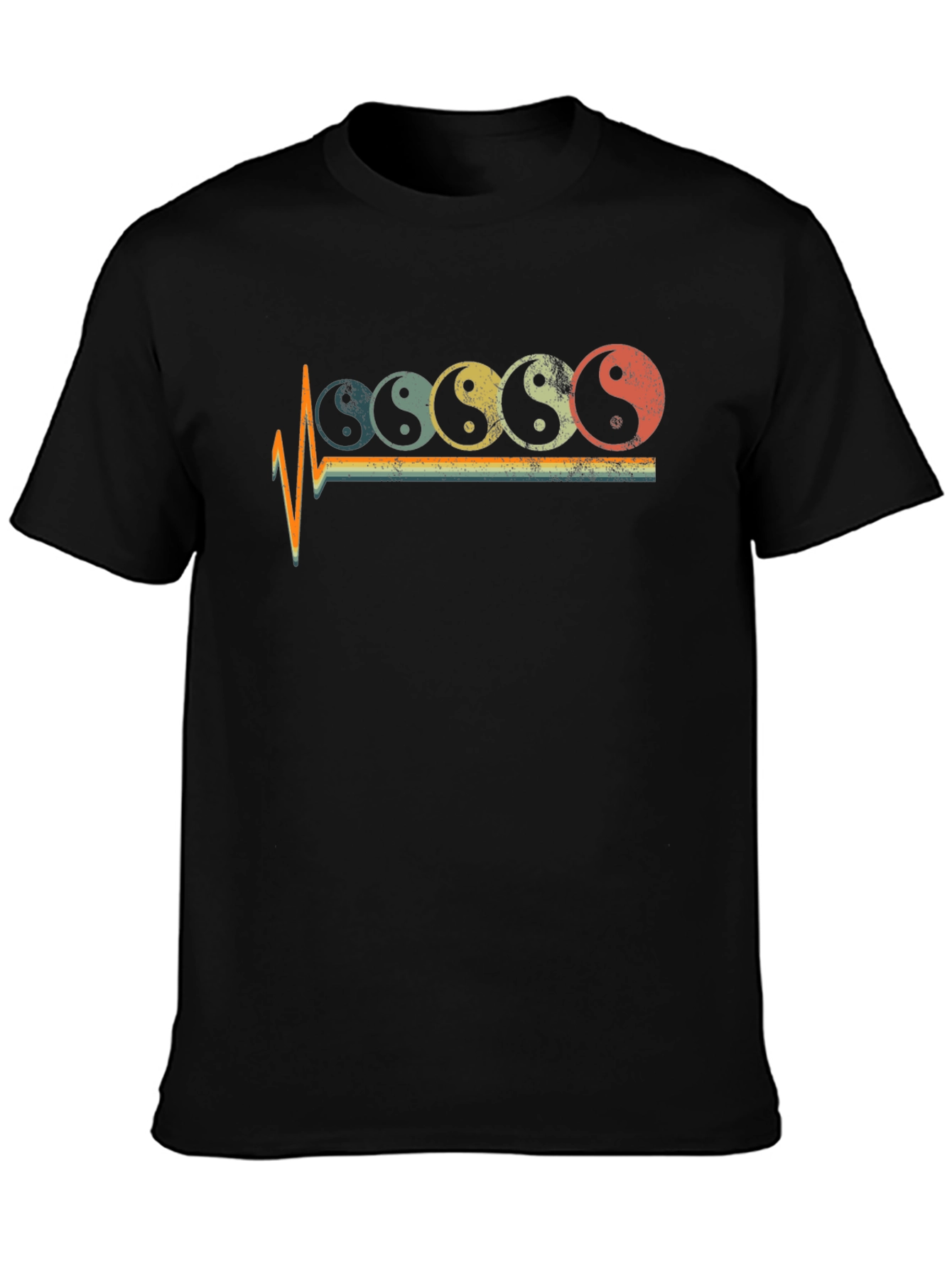 Yin Yang Pulse Graphic Tee - Retro Style