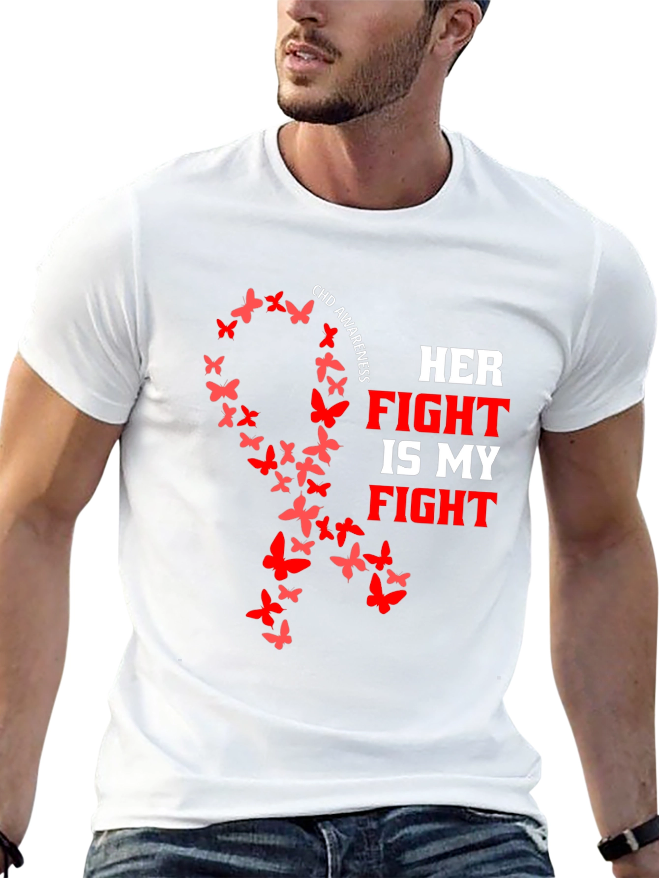 CHD Awareness Butterfly Ribbon T-Shirt