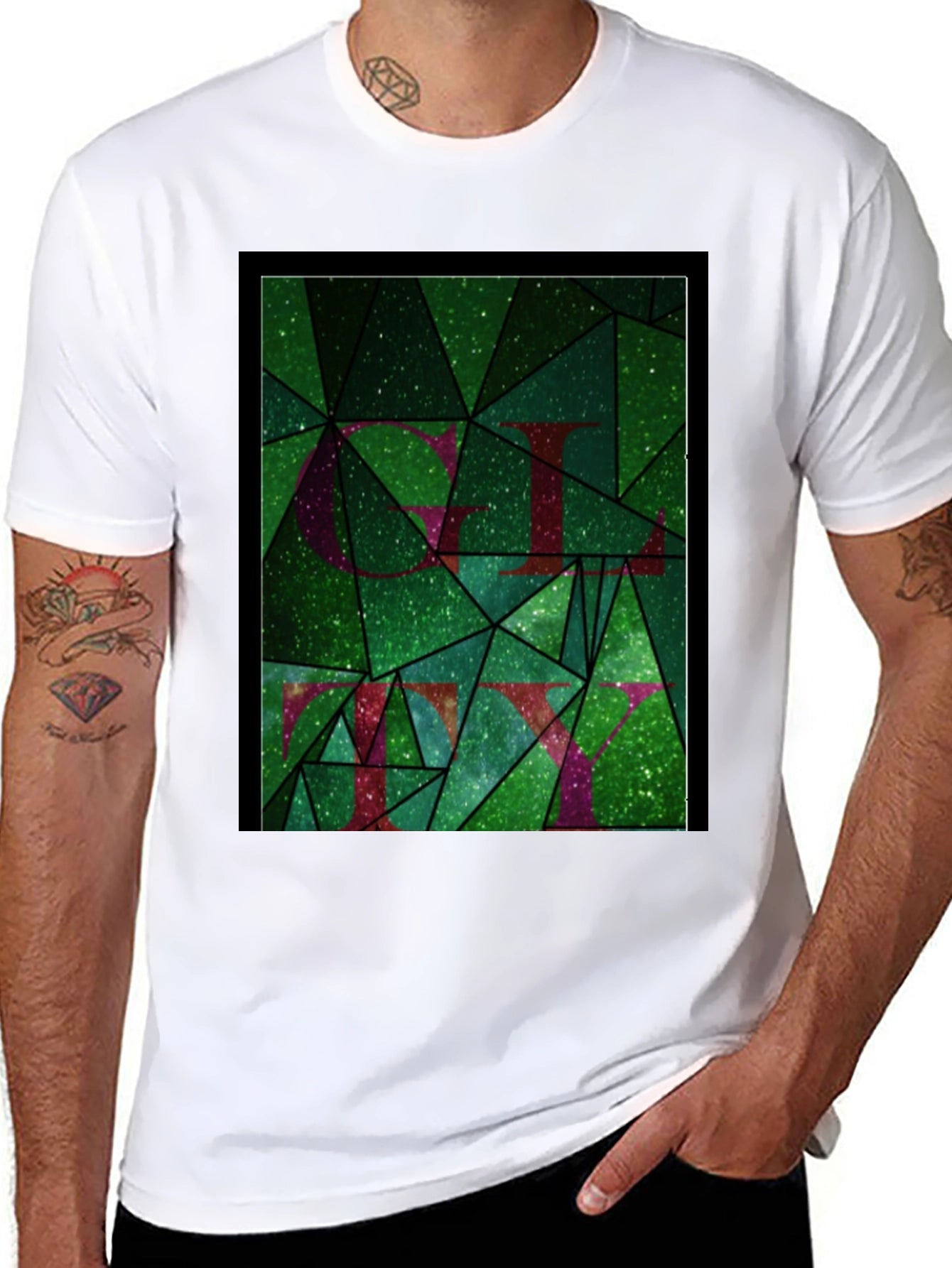 Abstract Green Mosaic Graphic Tee