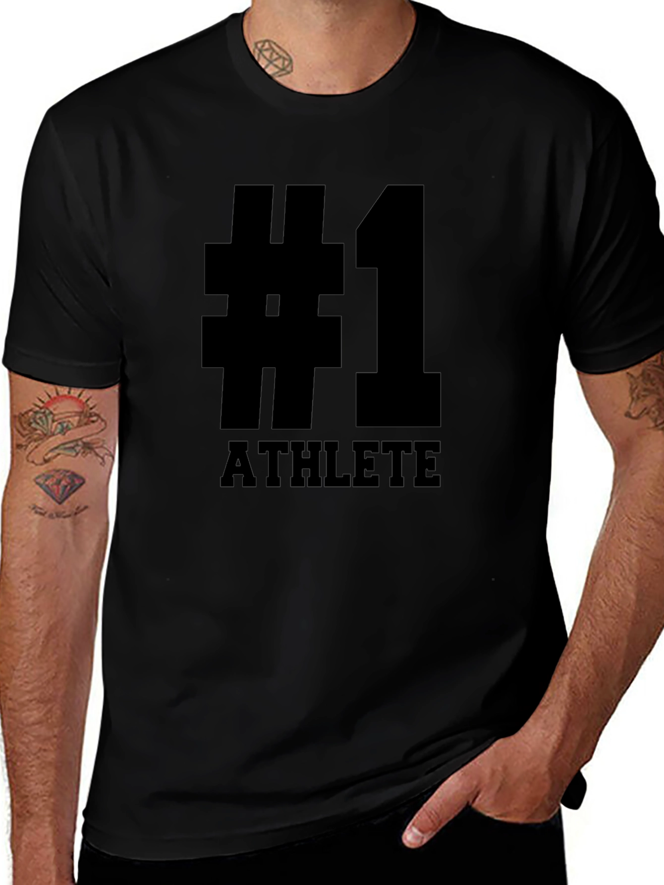 #1 Athlete Black Graphic T-Shirt