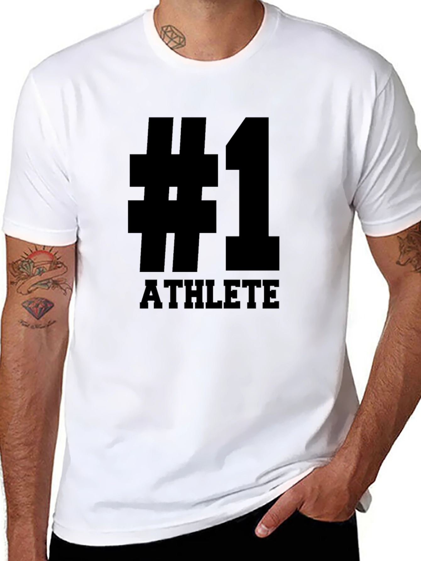 #1 Athlete Black Graphic T-Shirt