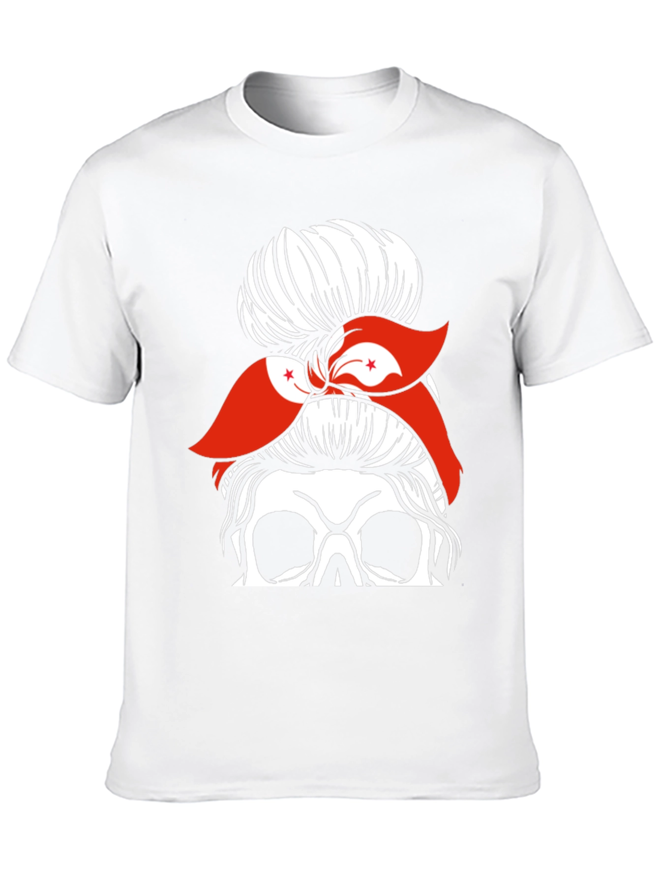 Messy Bun Skull Hong Kong Flag Graphic Tee