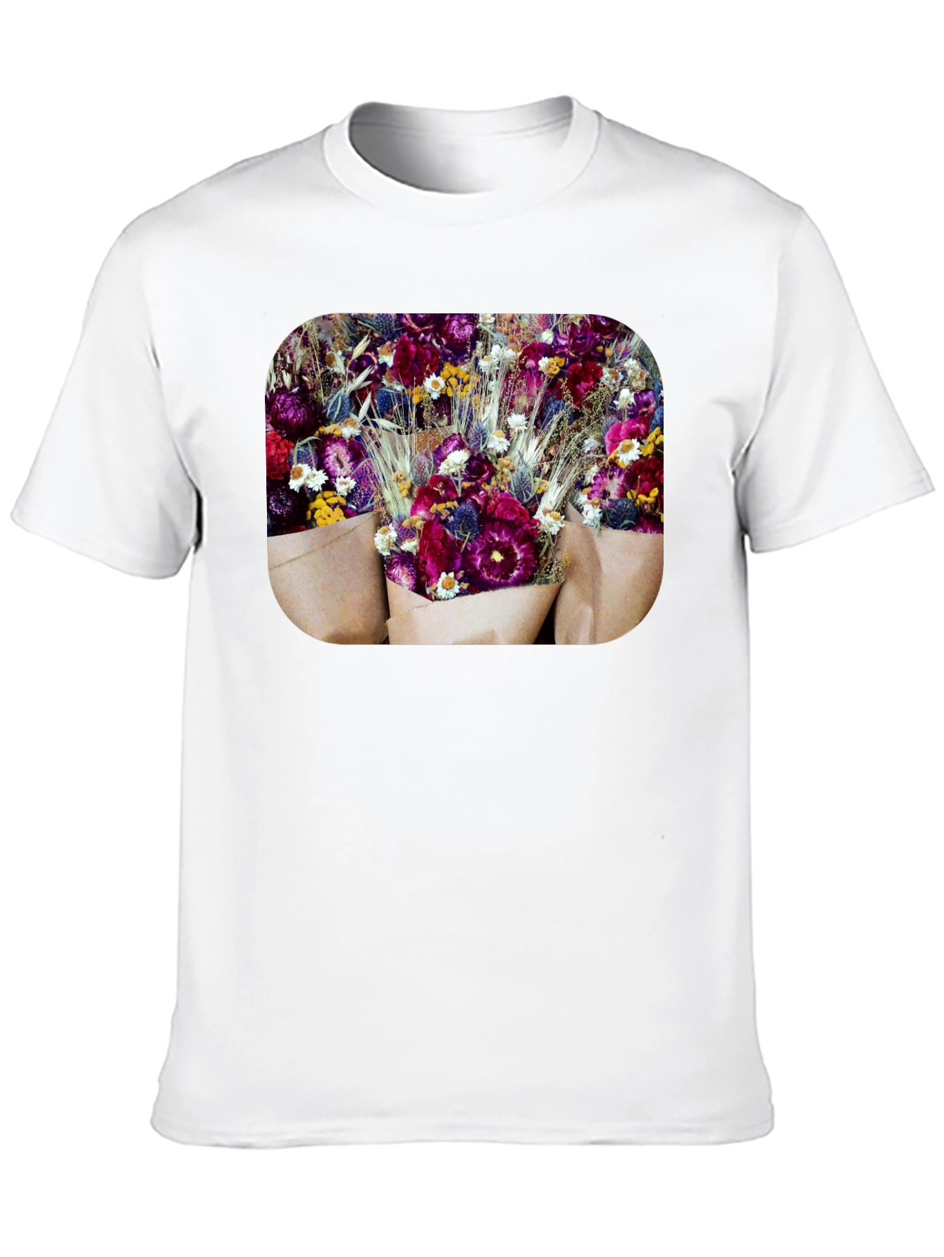 Floral Bouquet Graphic Print Black T-Shirt