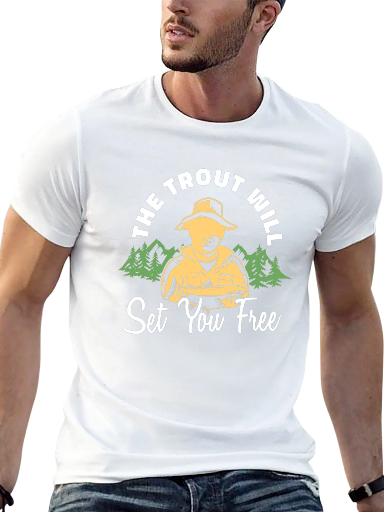The Trout Will Set You Free Black T-Shirt