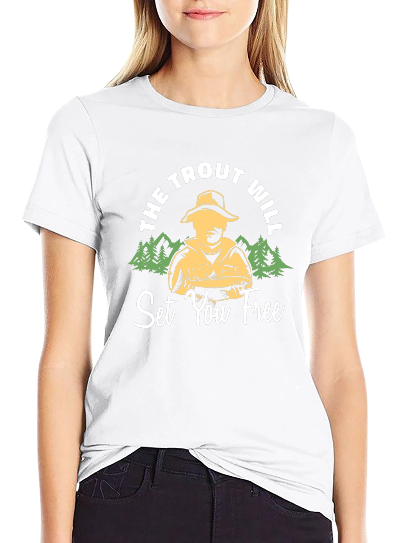 The Trout Will Set You Free Black T-Shirt