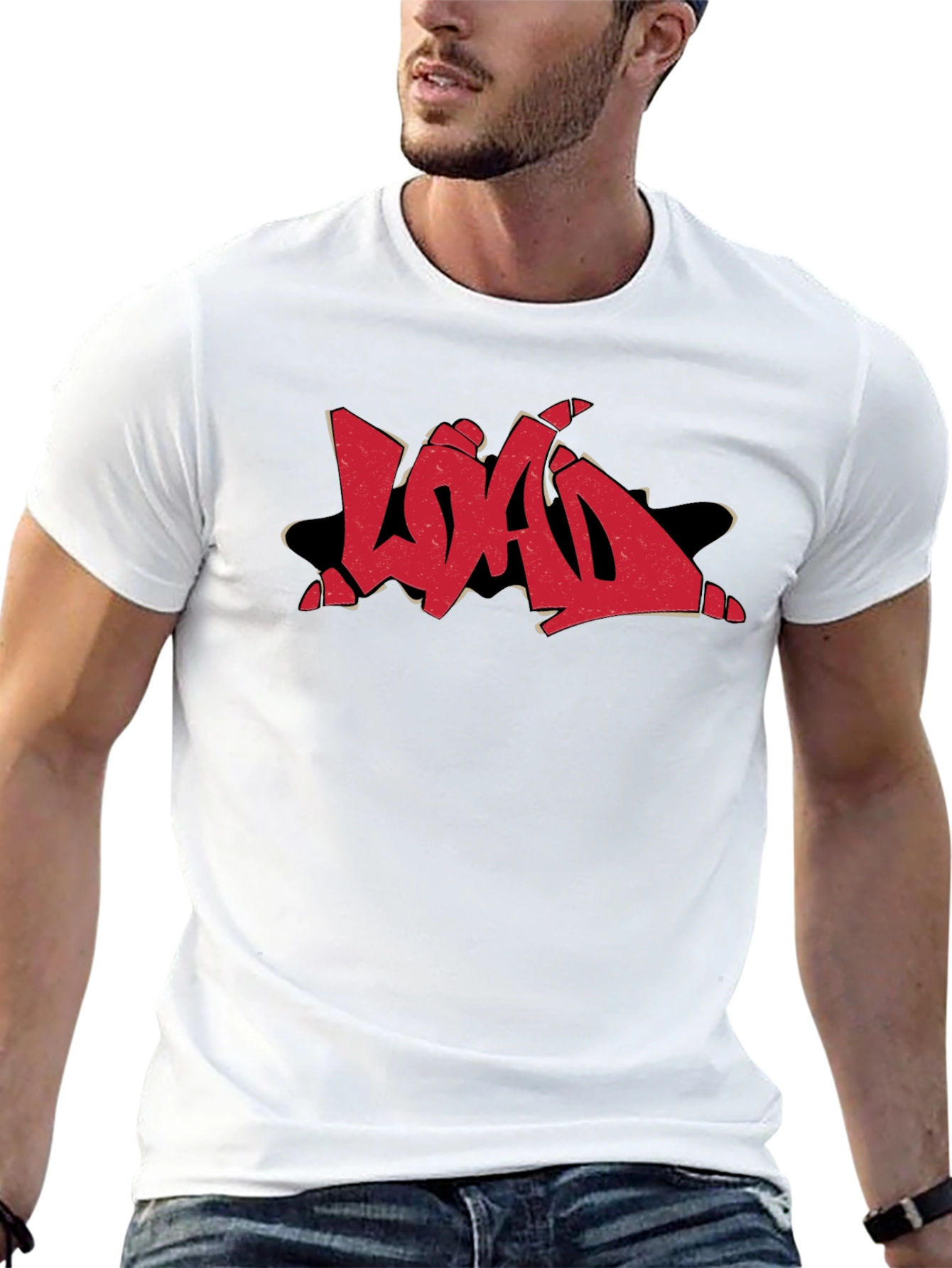 Graphic Print T-Shirt - Red Load Graffiti Design